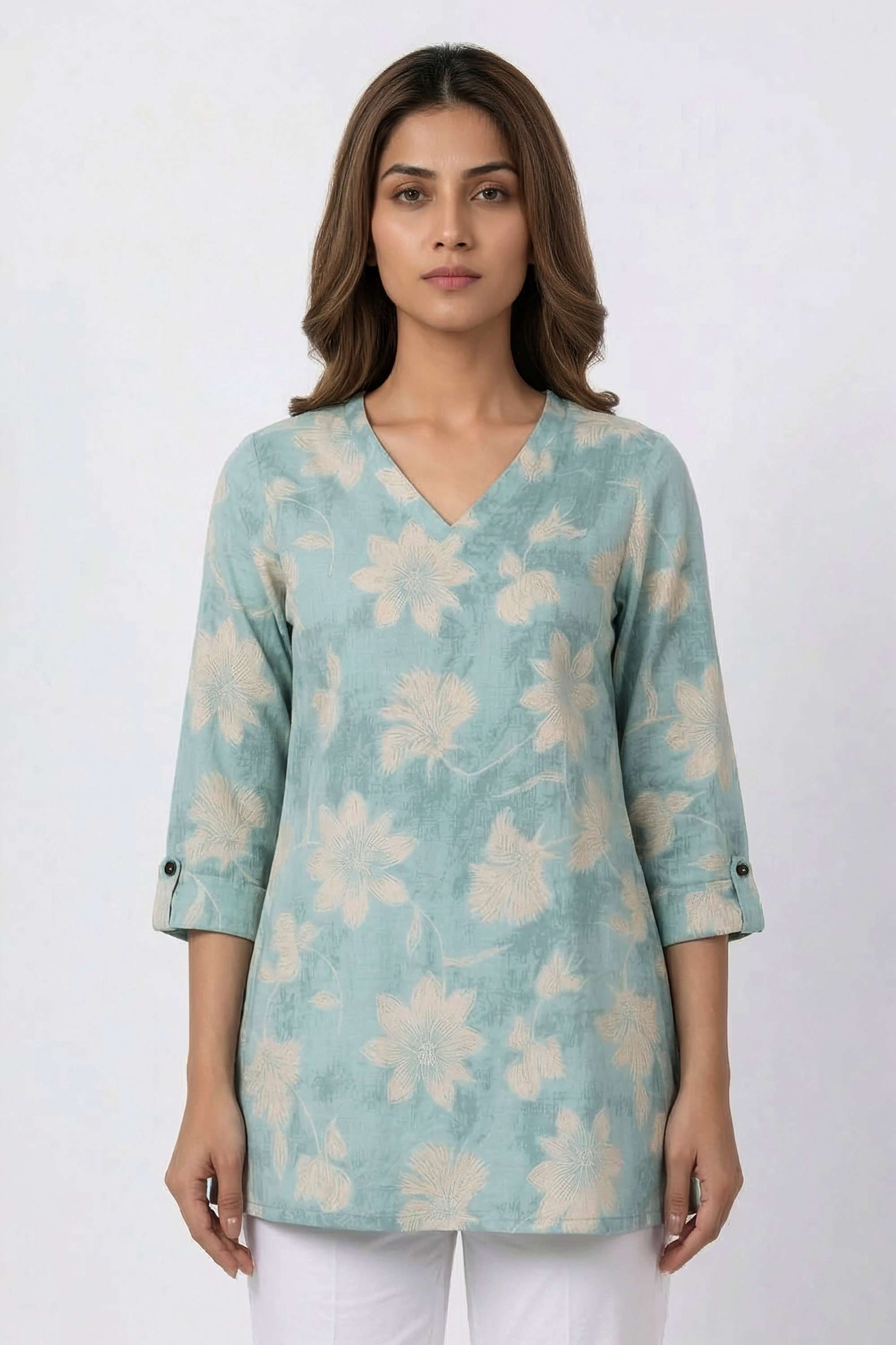 Printed-PVC-V-Neck-Women-s-Tunic
