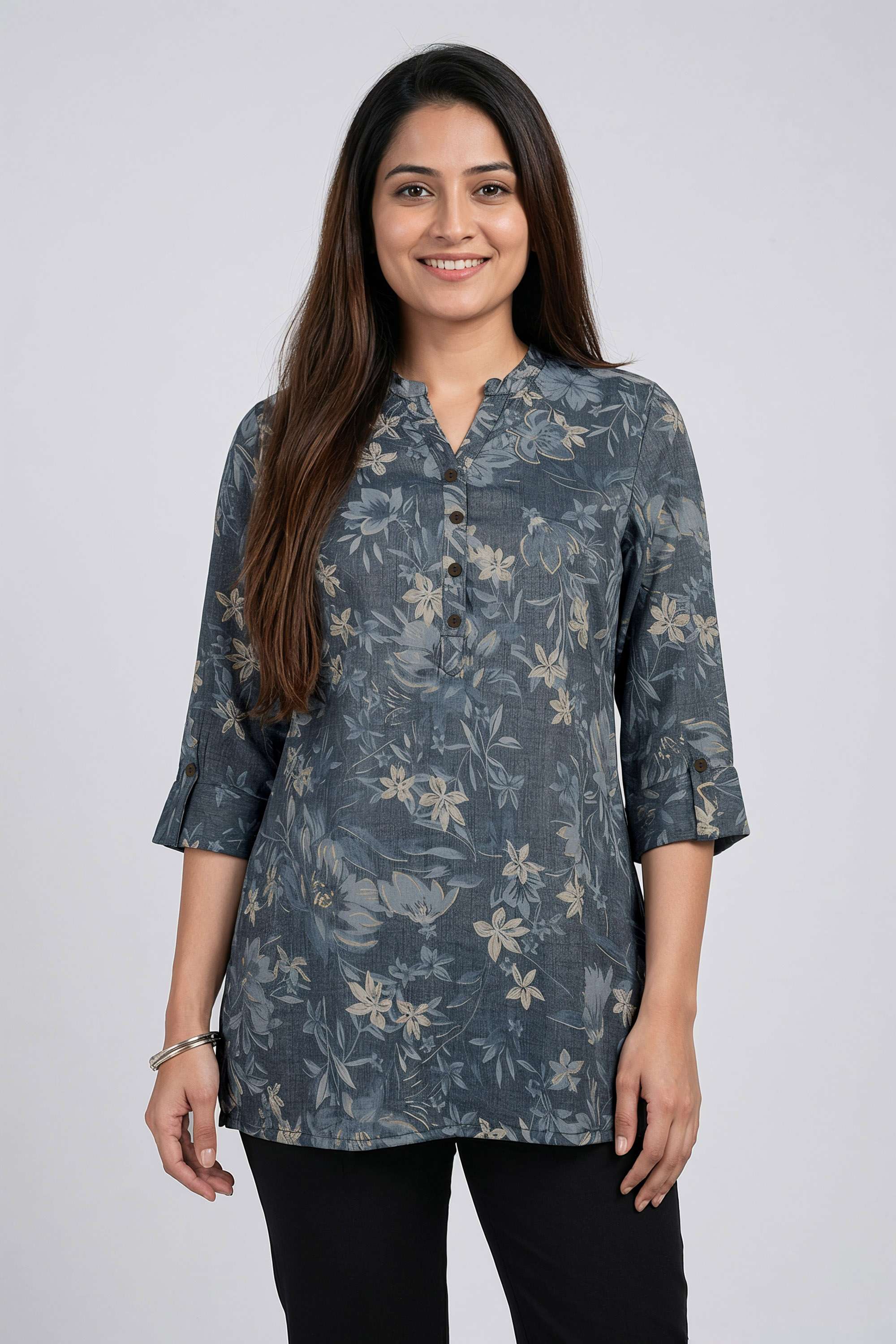 Printed-PVC-Collared-Women-s-Tunic