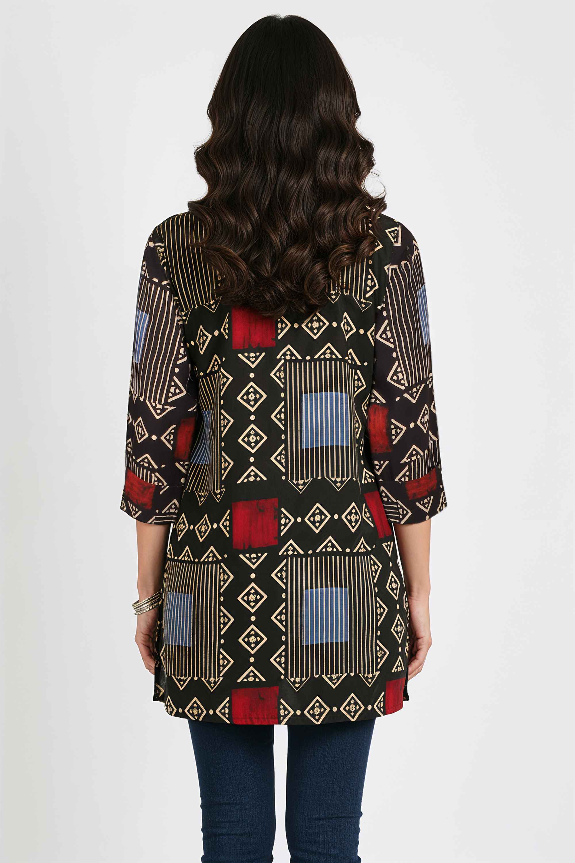 Geometric-Print-Rayon-Round-Neck-Women-Tunic