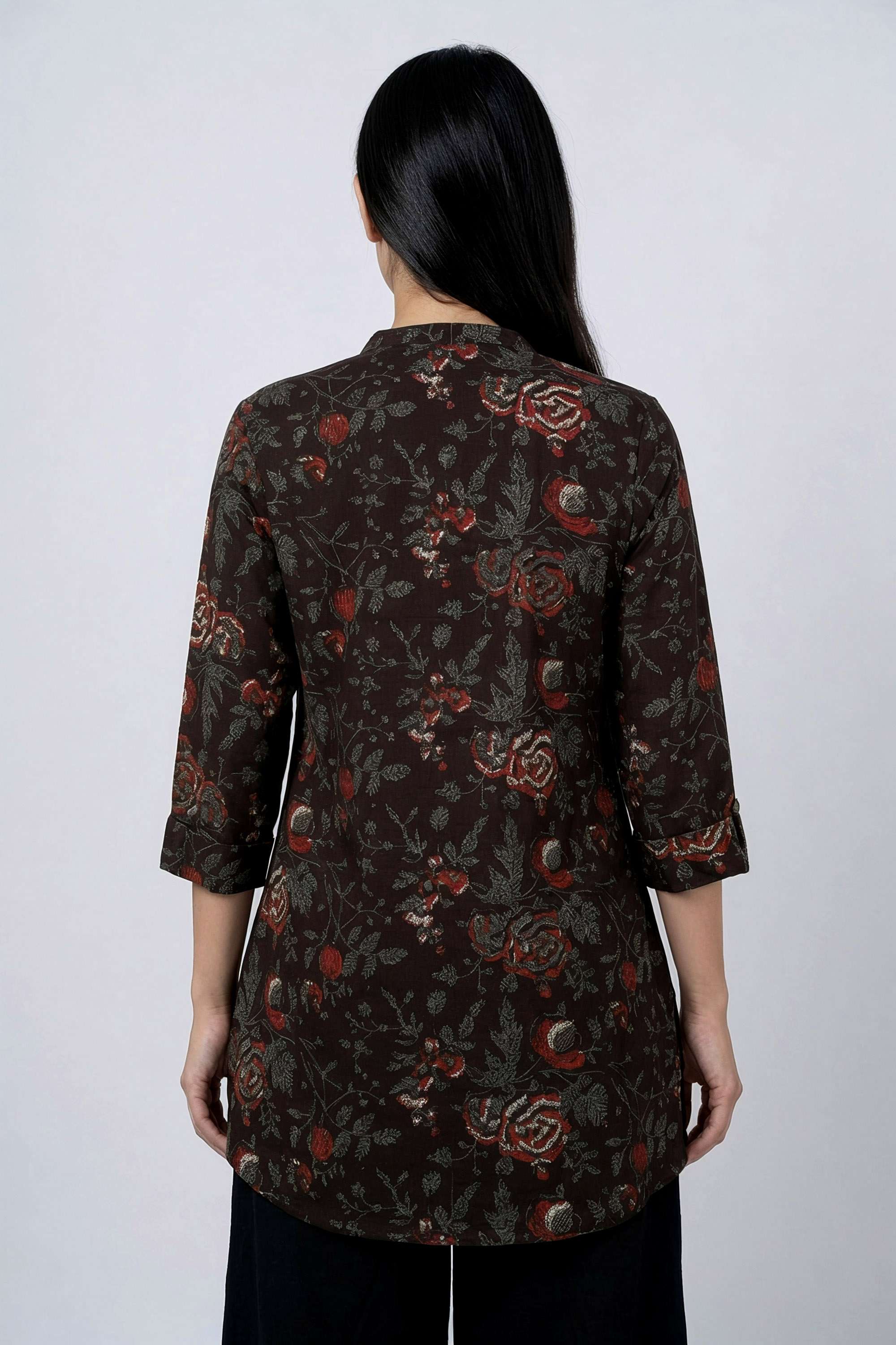 Solid-Rayon-Y-Neck-Women-s-Tunic