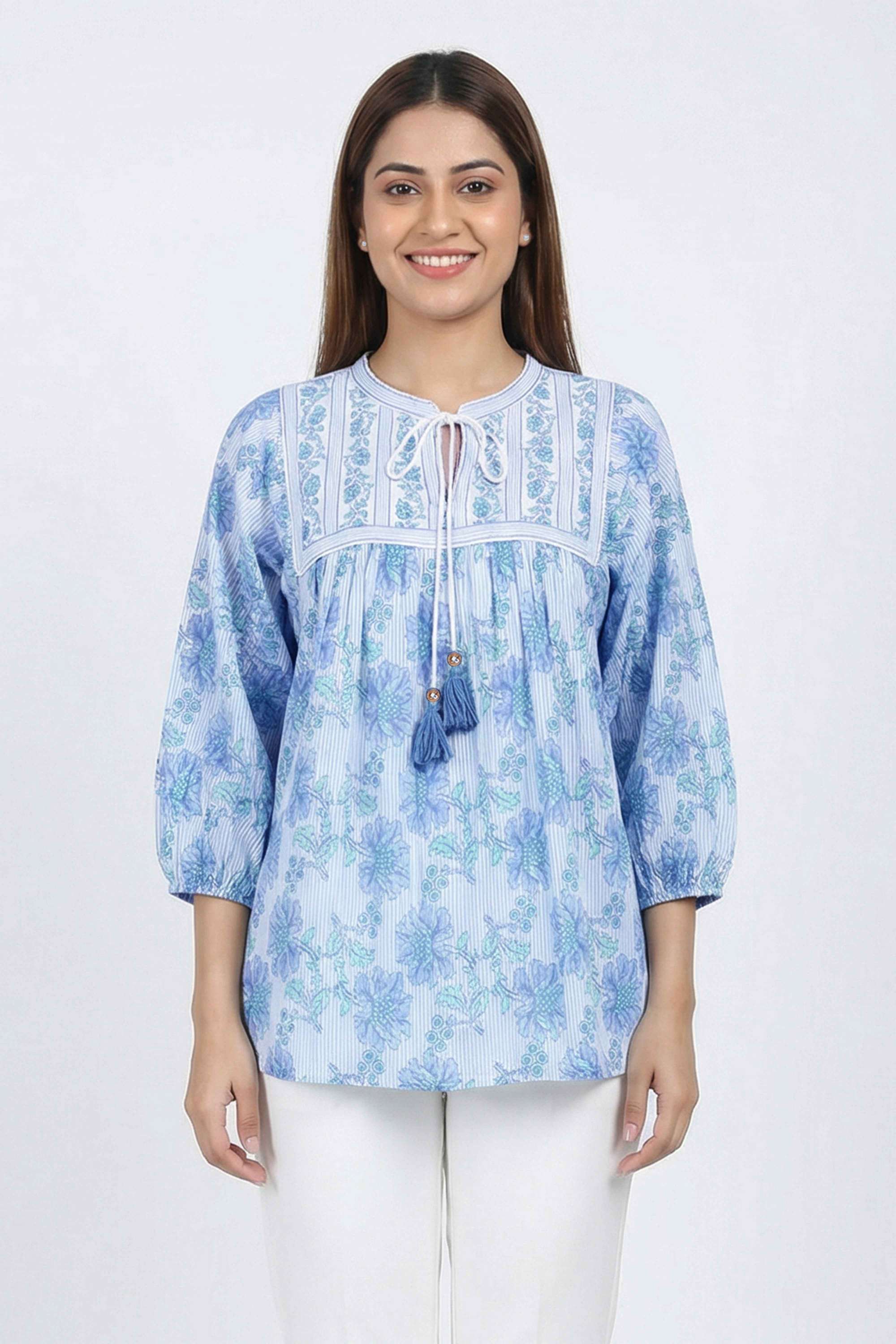 Printed-Cotton-Round-Neck-Women-s-Tunic