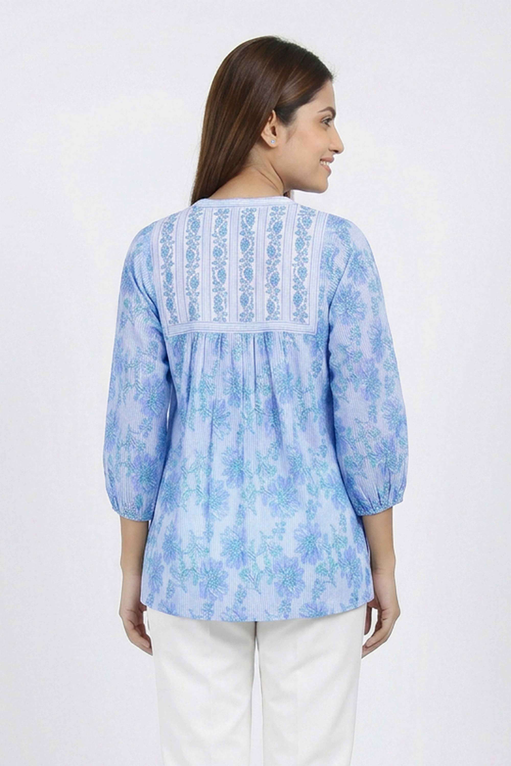 Printed-Cotton-Round-Neck-Women-s-Tunic