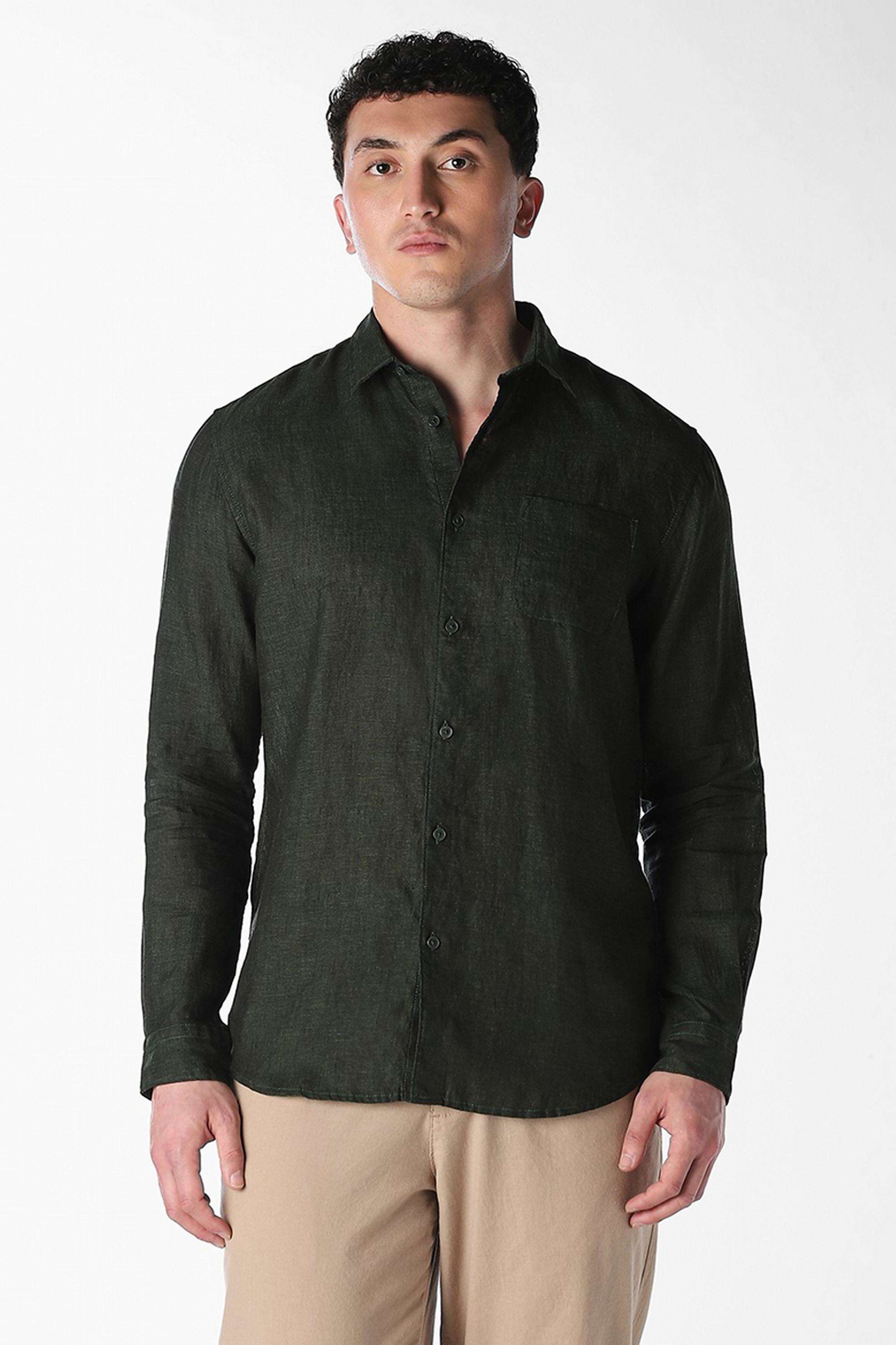 Solid-Cotton-Regular-Fit-Men-s-Casual-Shirt