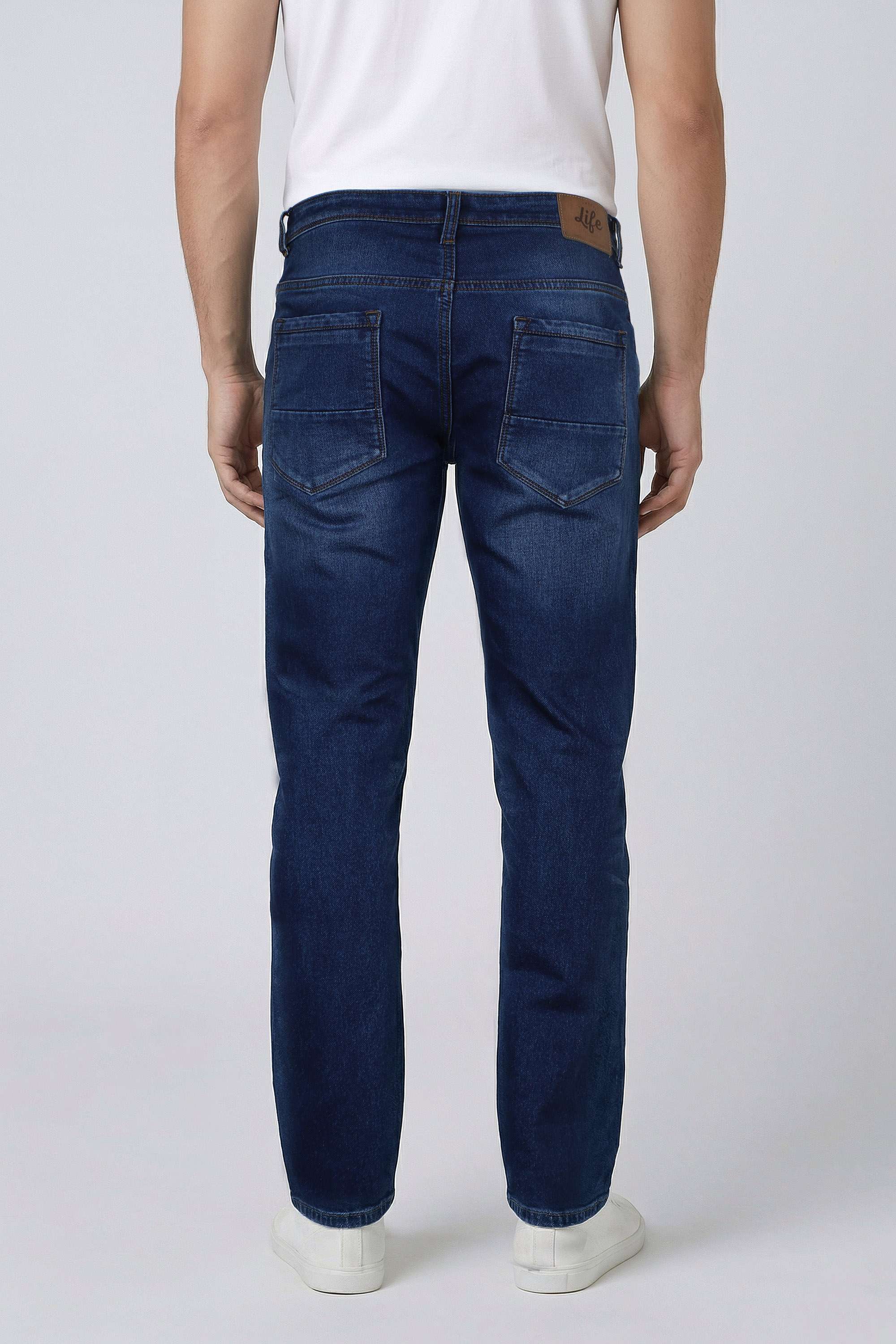 Dark-Wash-Blended-Fabric-Slim-Fit-Men-s-Jeans