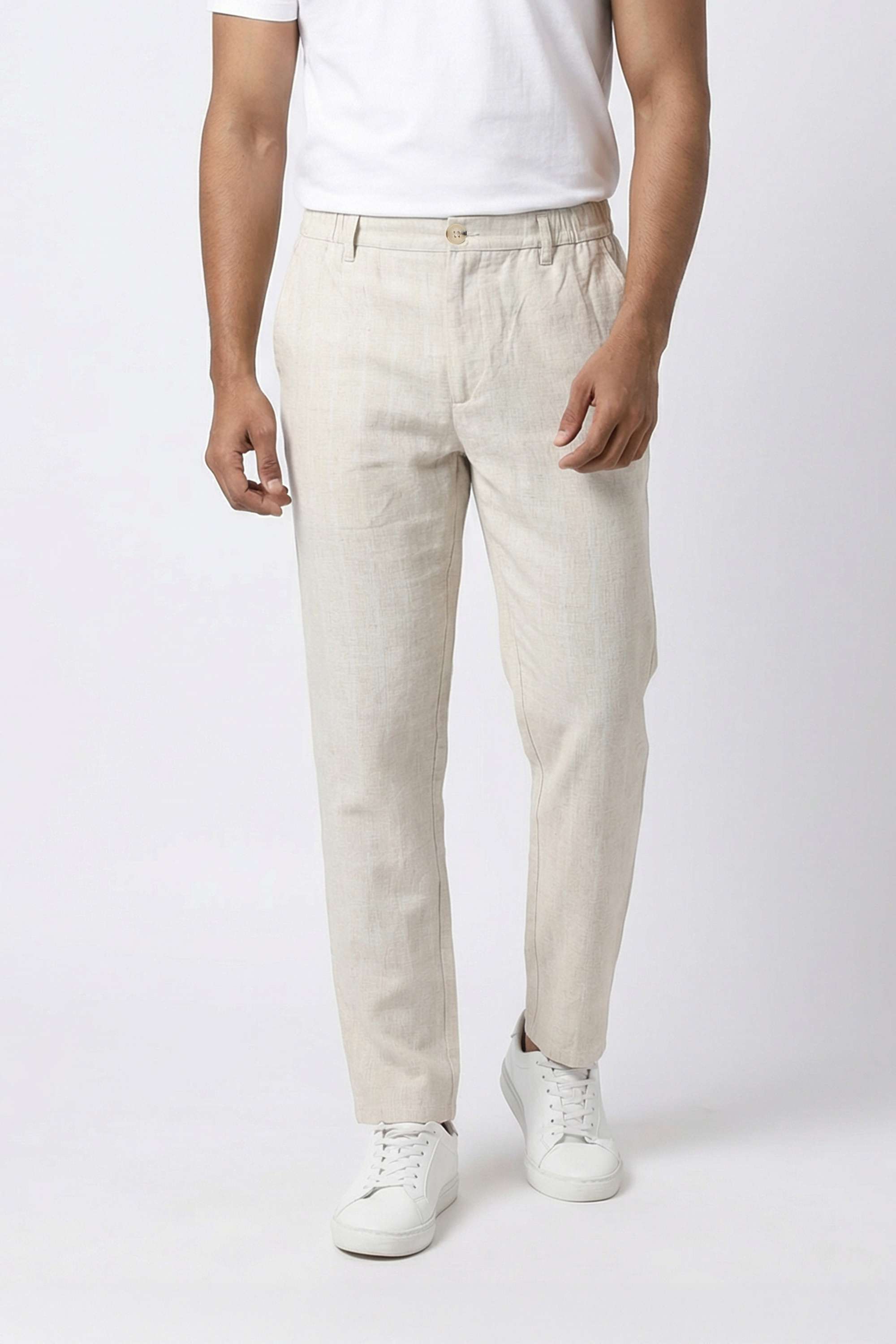 Solid-Blended-Fabric-Regular-Fit-Men-Pants