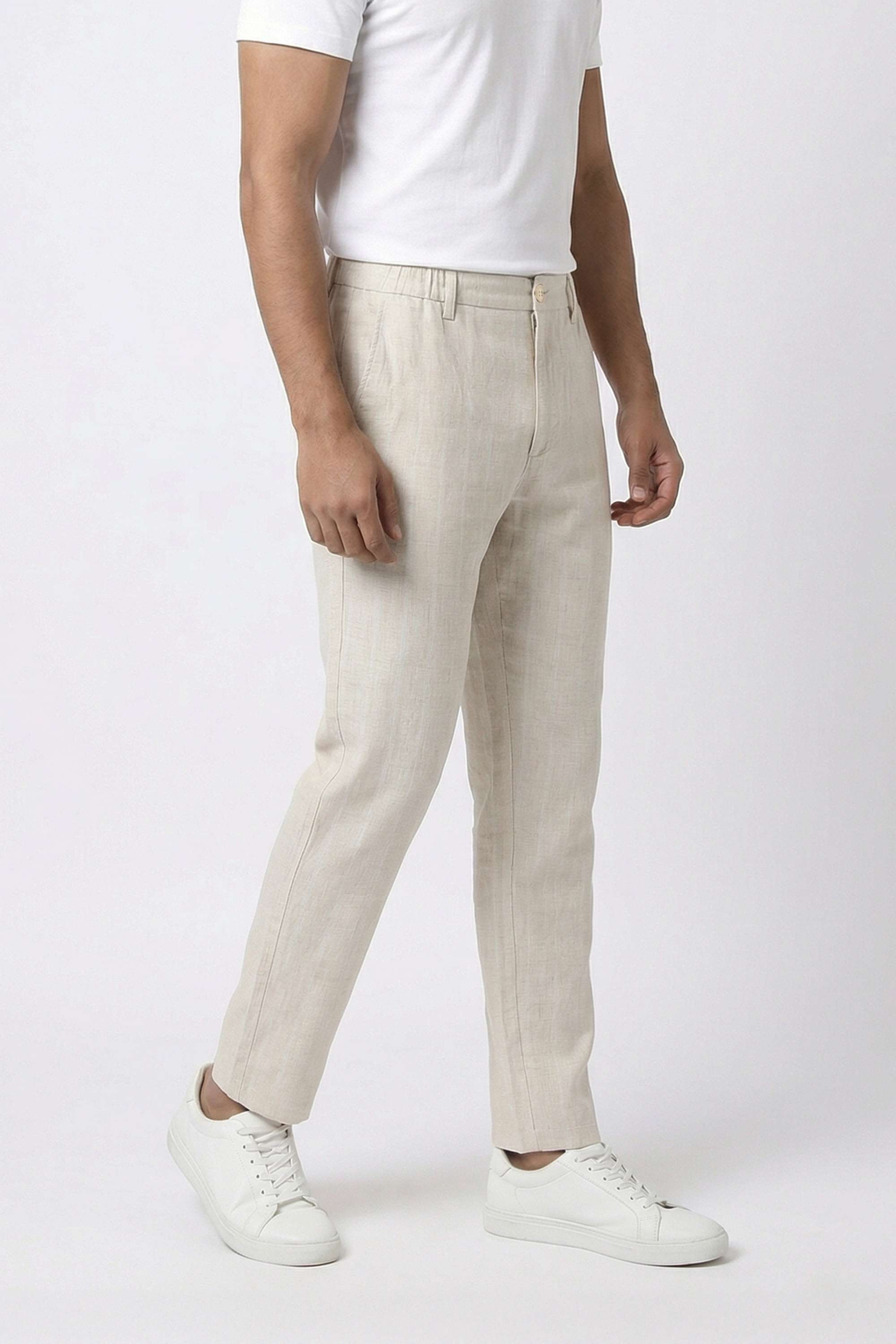 Solid-Blended-Fabric-Regular-Fit-Men-Pants