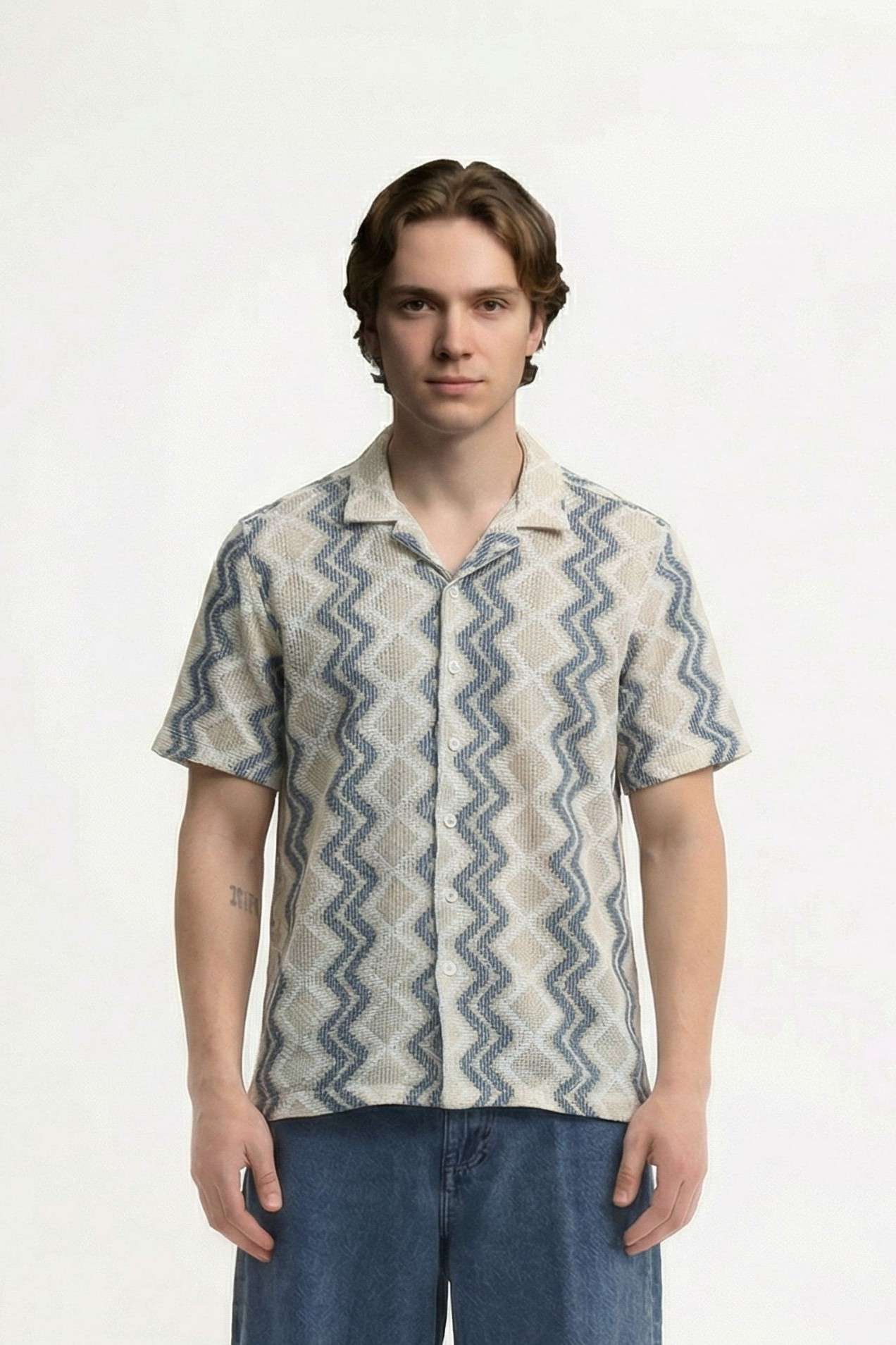 Textured-Poly-Cotton-Relaxed-Fit-Men-Casual-Wear-Shirt