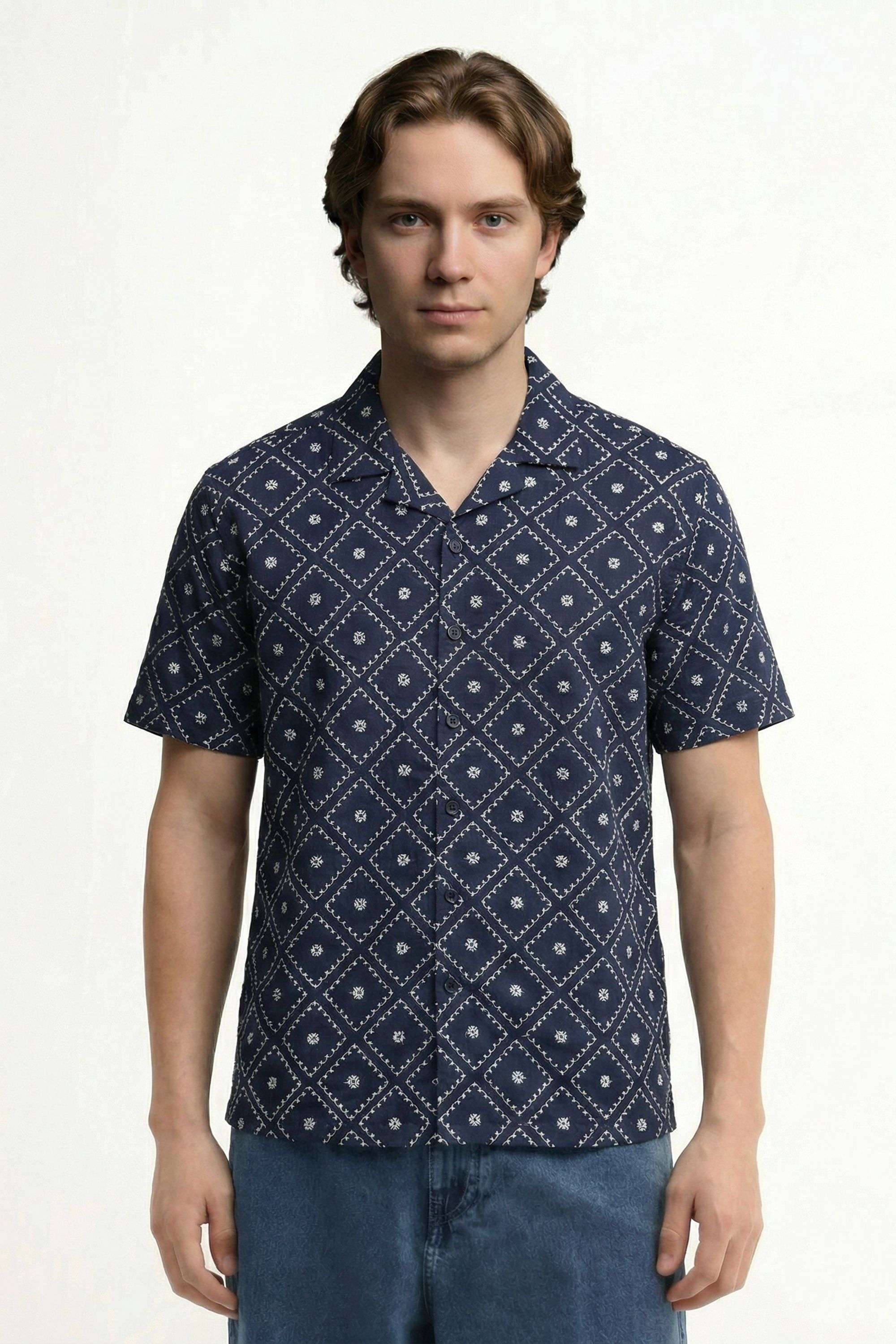 Embroidered-Blended-Fabric-Relaxed-Fit-Men-Casual-Wear-Shirt