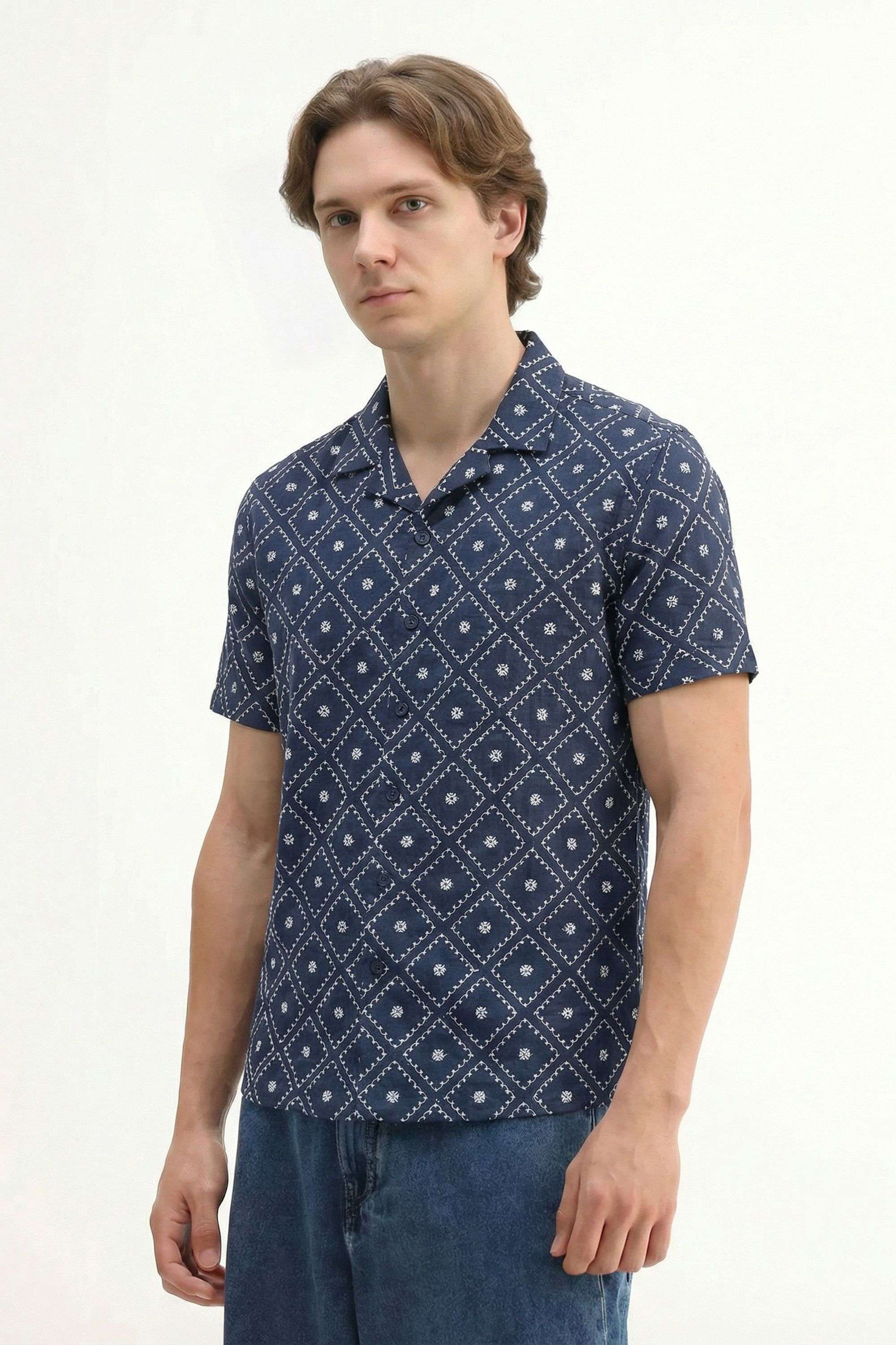 Embroidered-Blended-Fabric-Relaxed-Fit-Men-Casual-Wear-Shirt