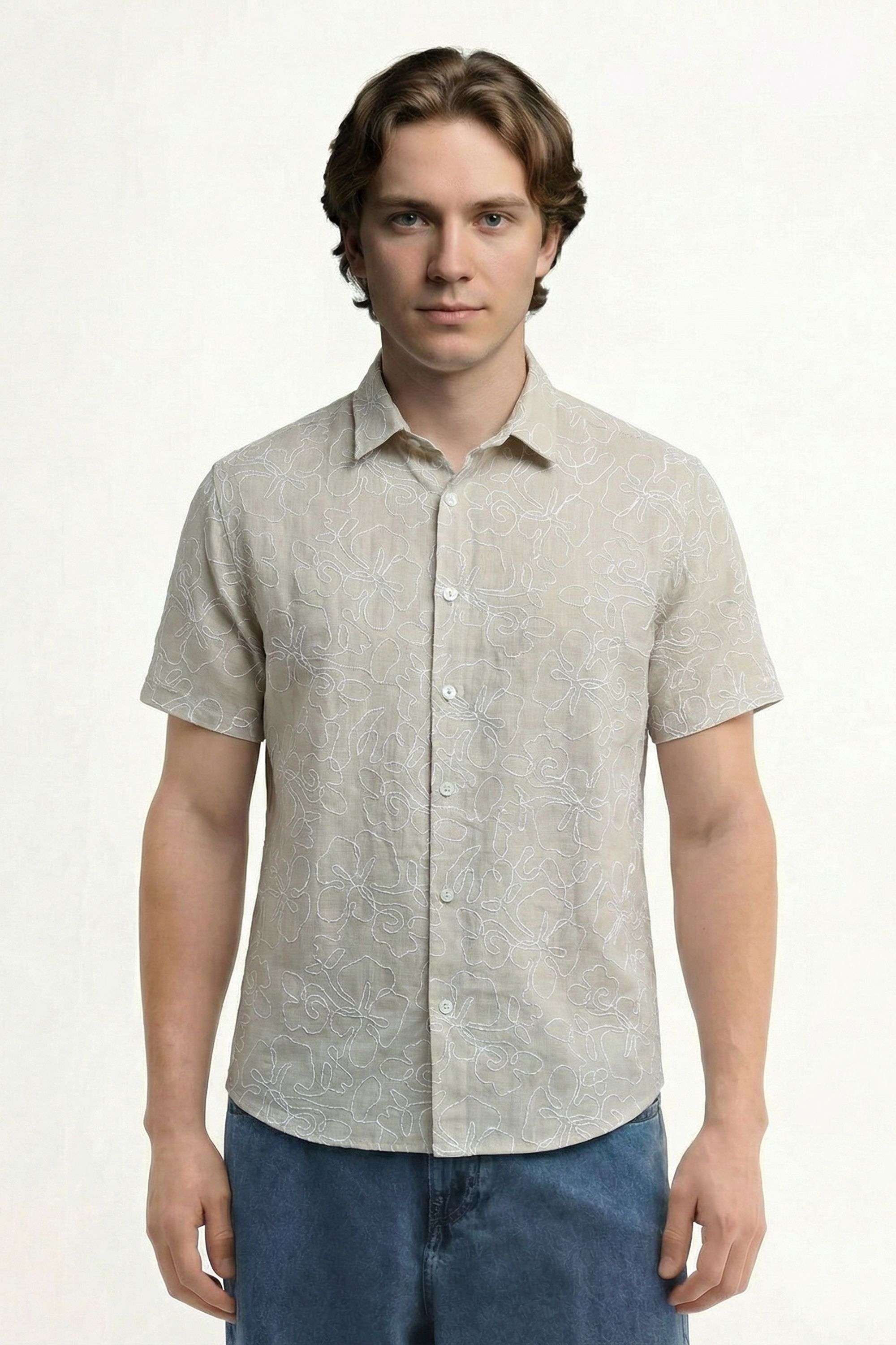 Embroidered-Blended-Fabric-Relaxed-Fit-Men-Casual-Wear-Shirt