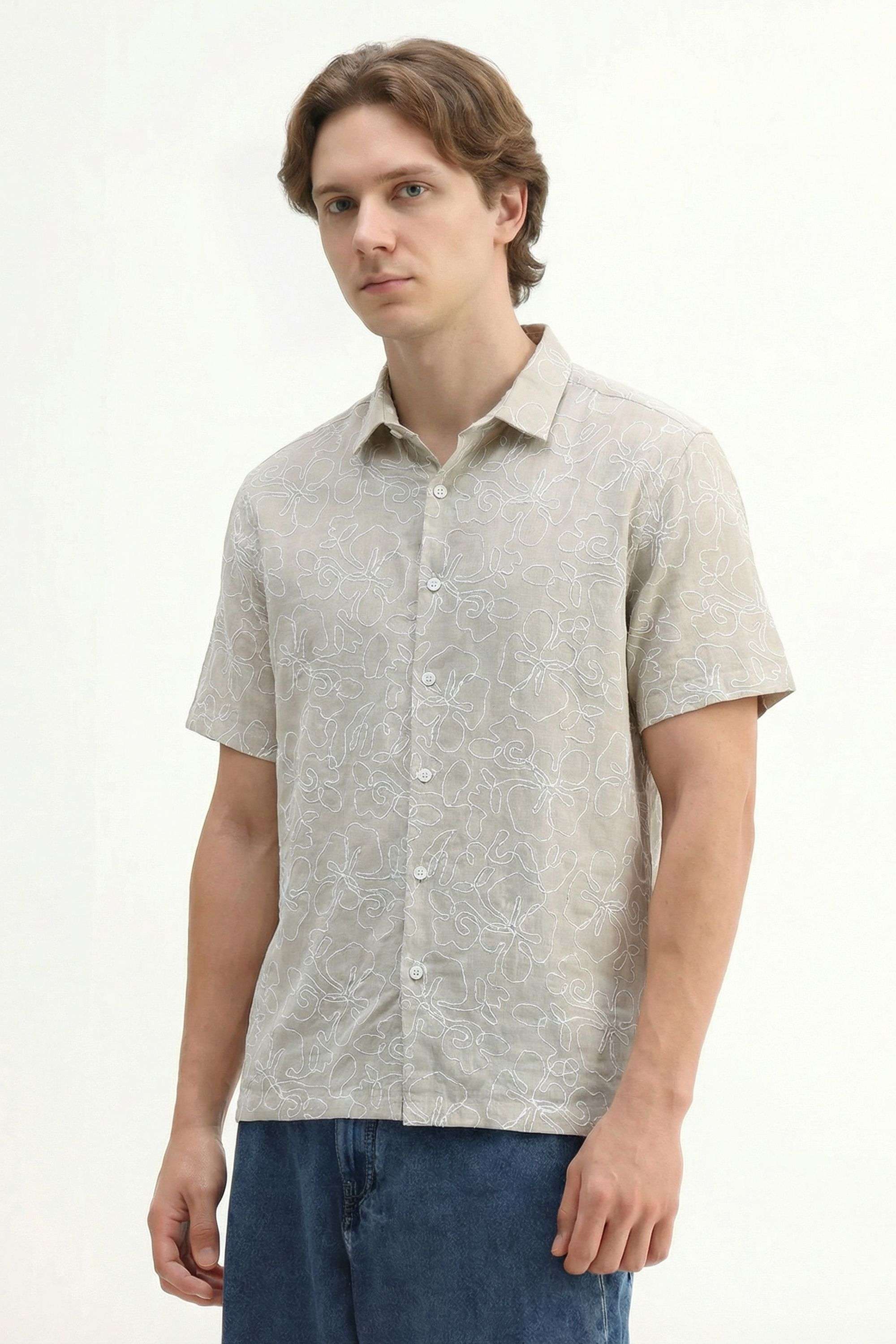 Embroidered-Blended-Fabric-Relaxed-Fit-Men-Casual-Wear-Shirt
