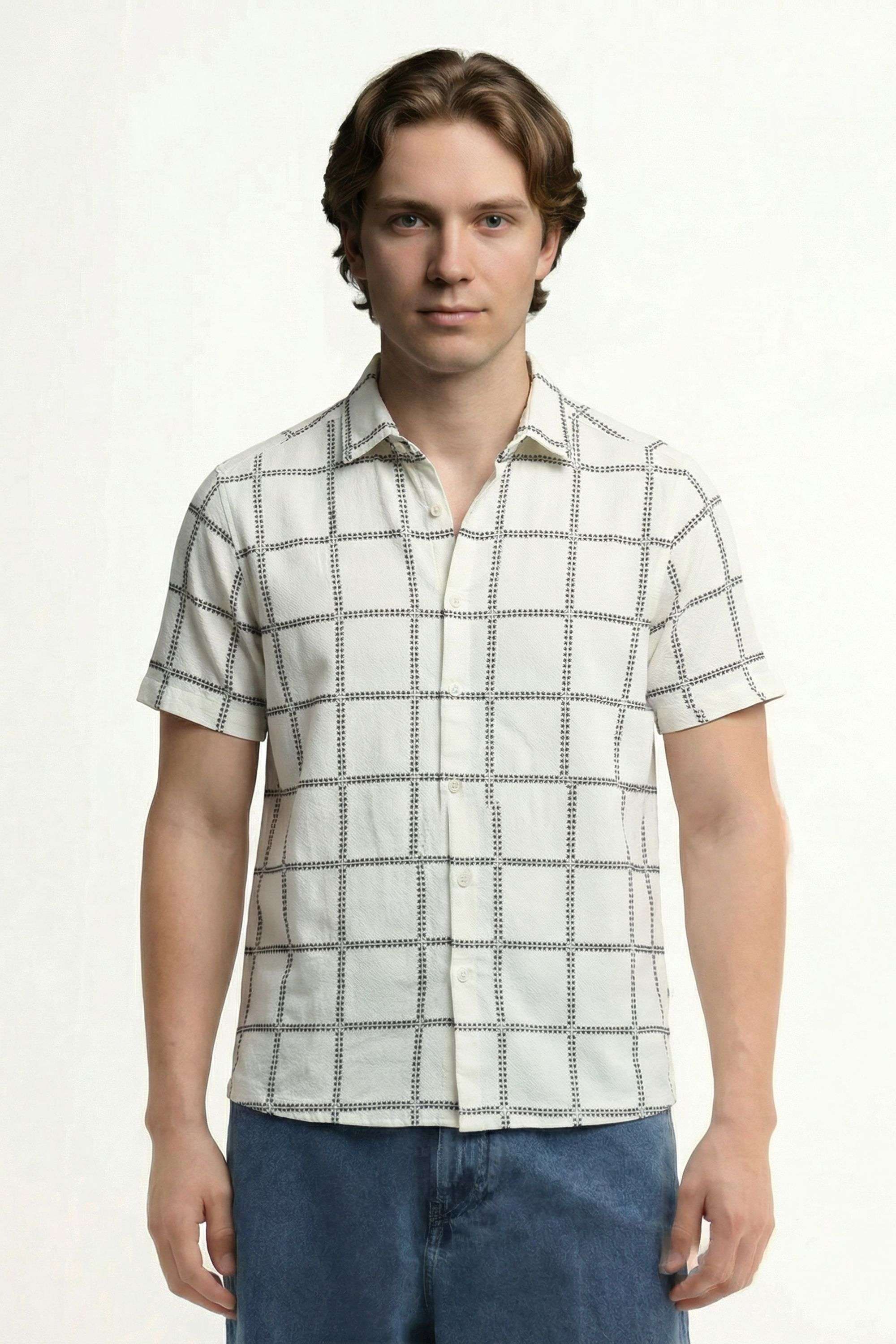 Checks-Cotton-Relaxed-Fit-Men-Casual-Wear-Shirt