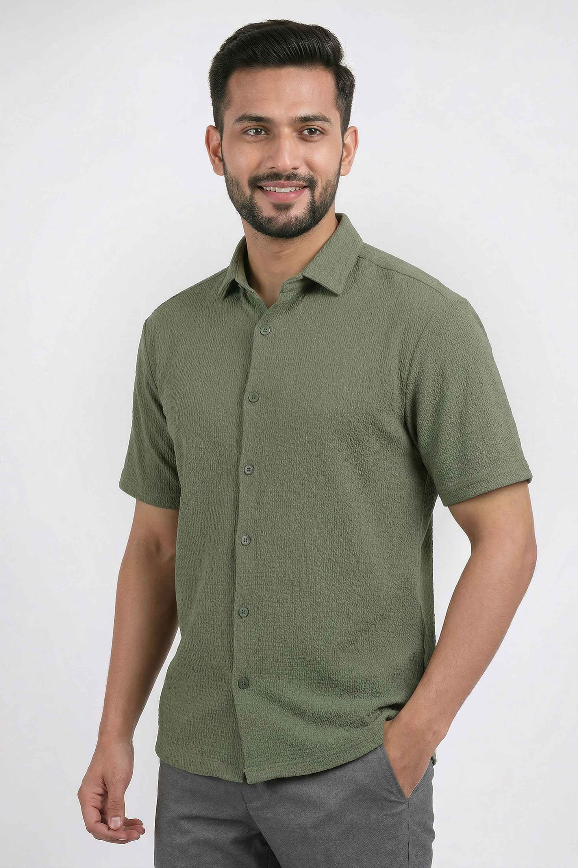 Textured-Poly-Cotton-Regular-Fit-Men-s-Casual-Wear-Shirt