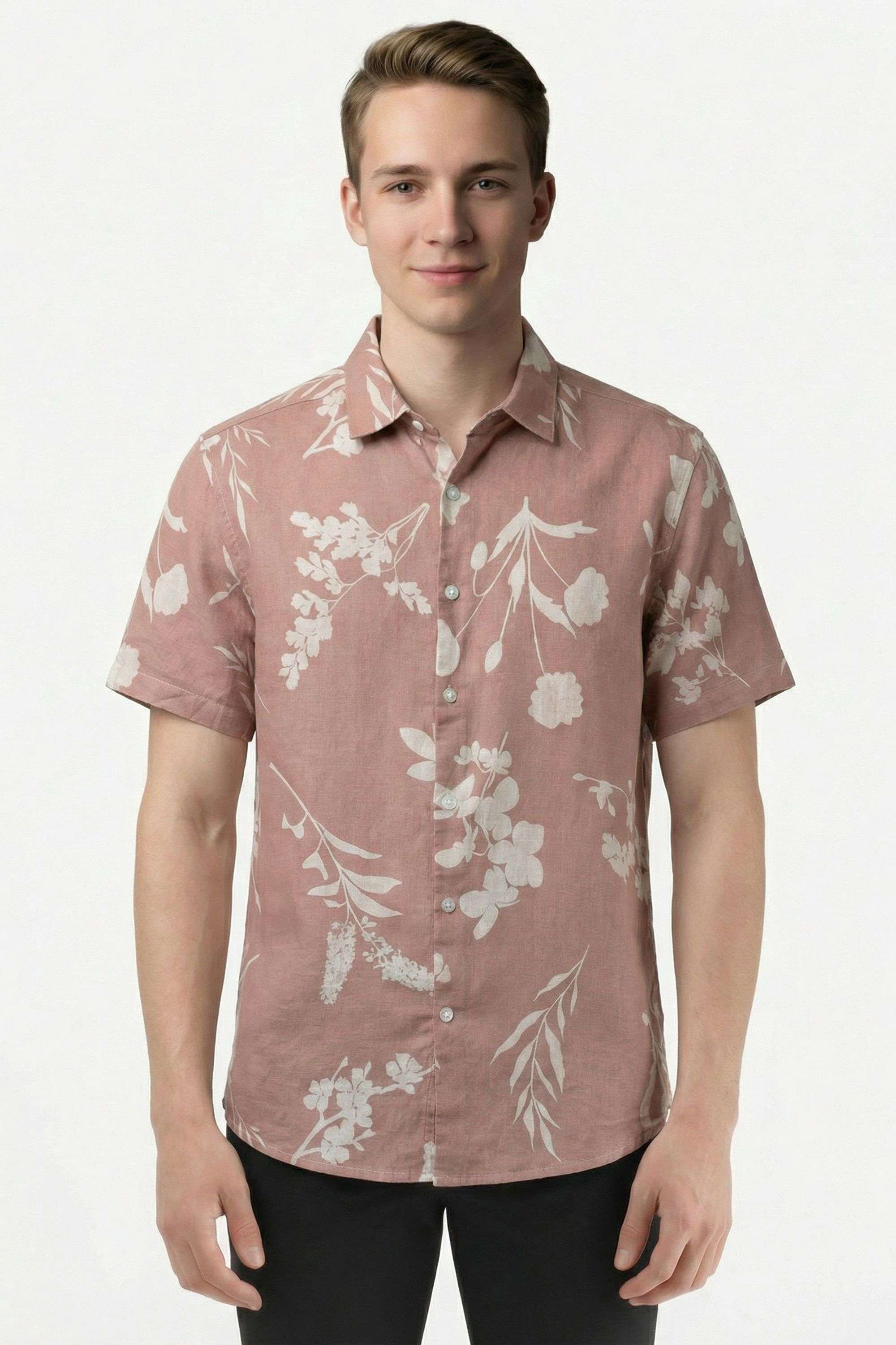 Floral-Linen-Blend-Regular-Fit-Men-Casual-Wear-Shirt