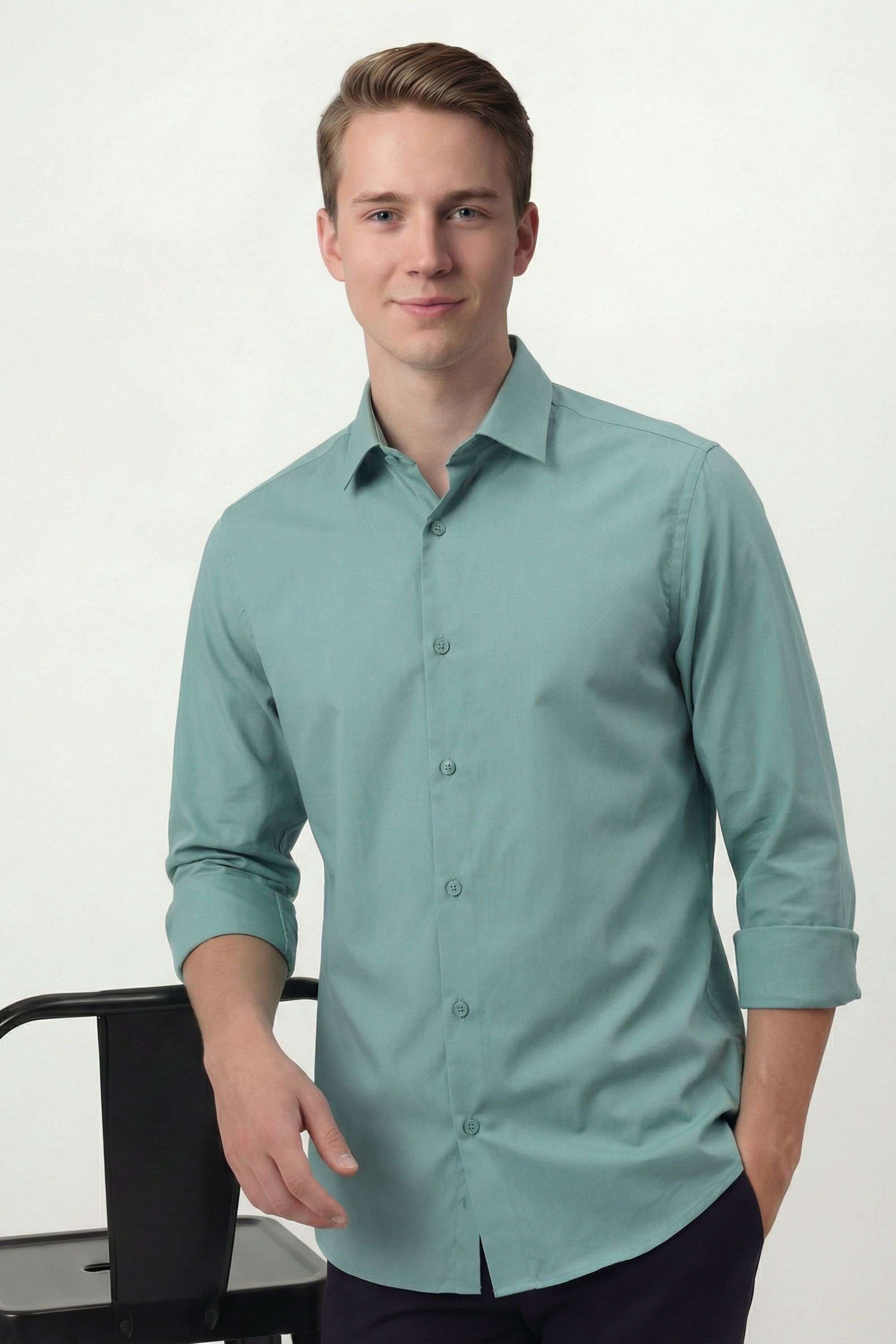 Solid-Cotton-Regular-Fit-Men-Casual-Wear-Shirt