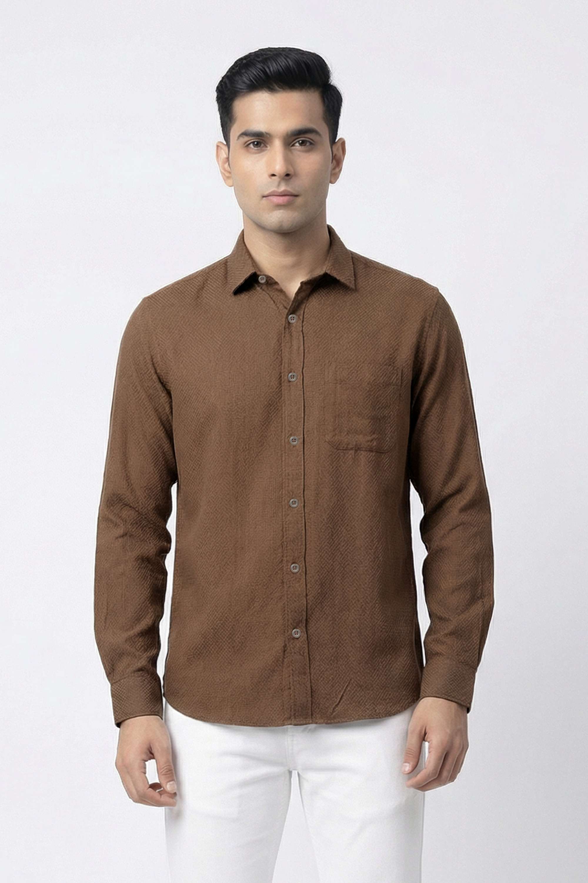 Solid-Cotton-Regular-Fit-Men-Casual-Wear-Shirt
