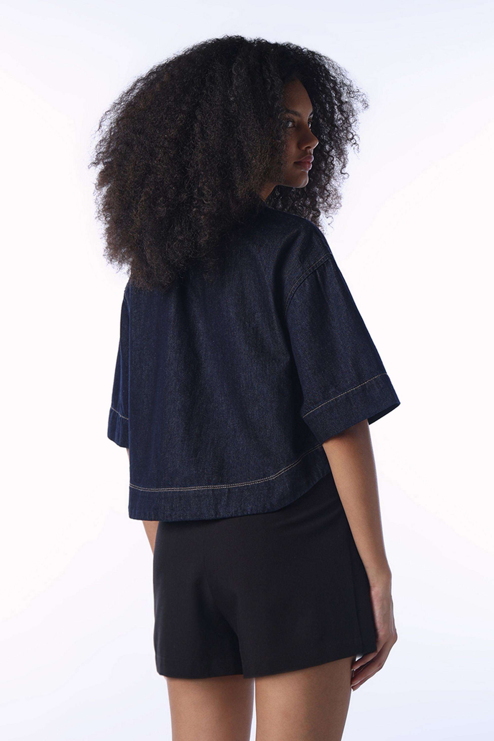 Solid-Spread-Collar-Cotton-Women-s-Casual-Wear-Shirt