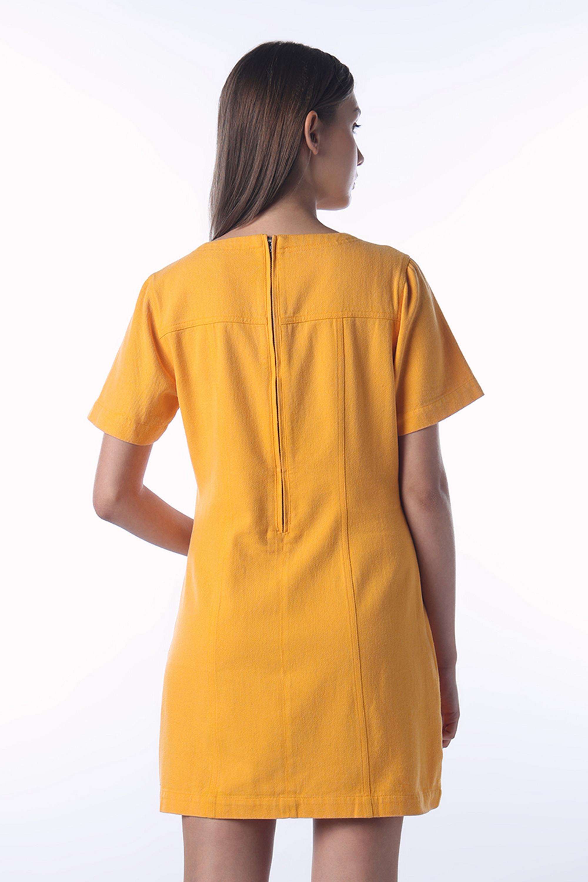Solid-Tie-Up-Neck-Cotton-Women-Dress