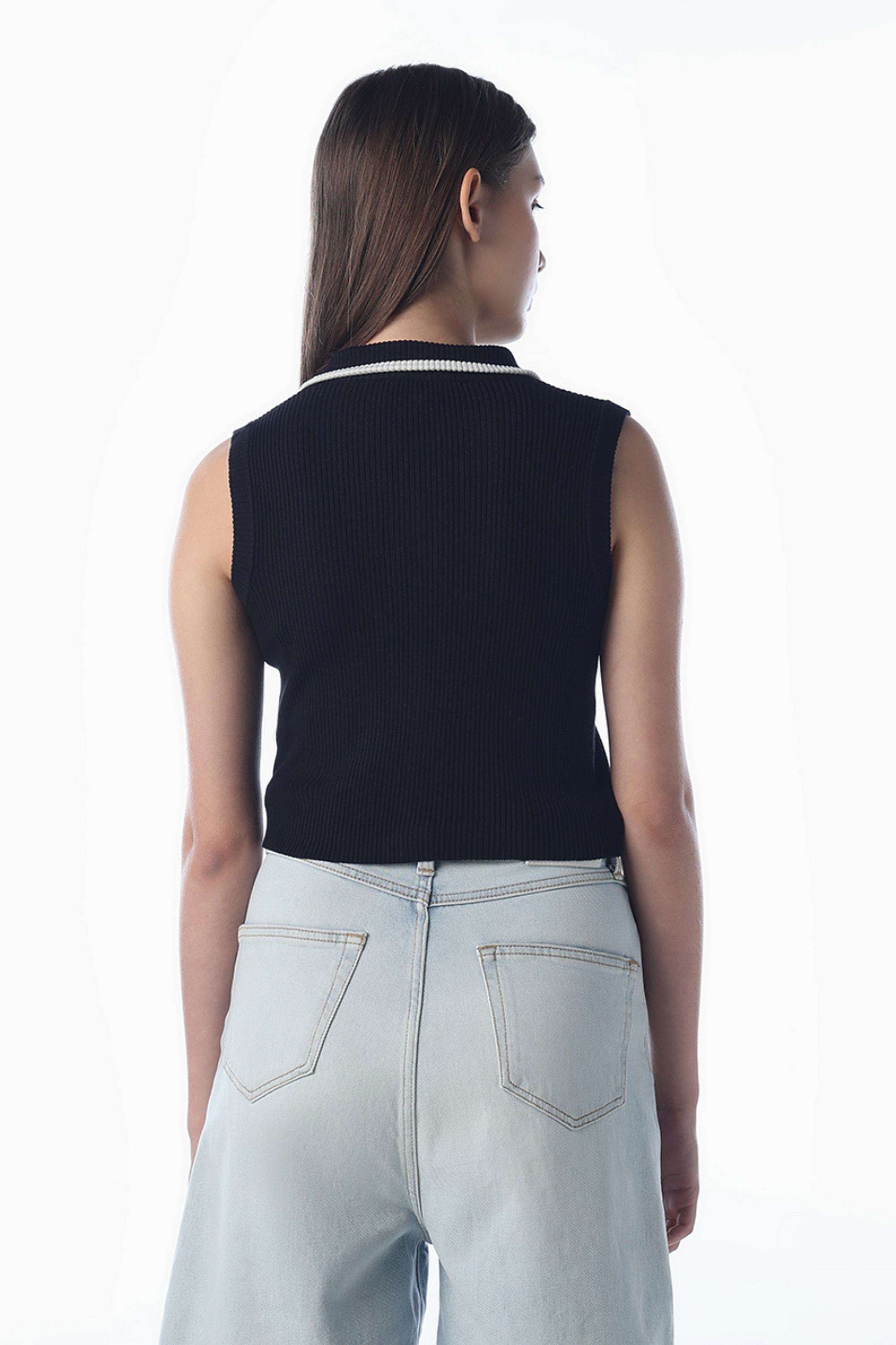 Solid-Viscose-Collared-Women-s-Top