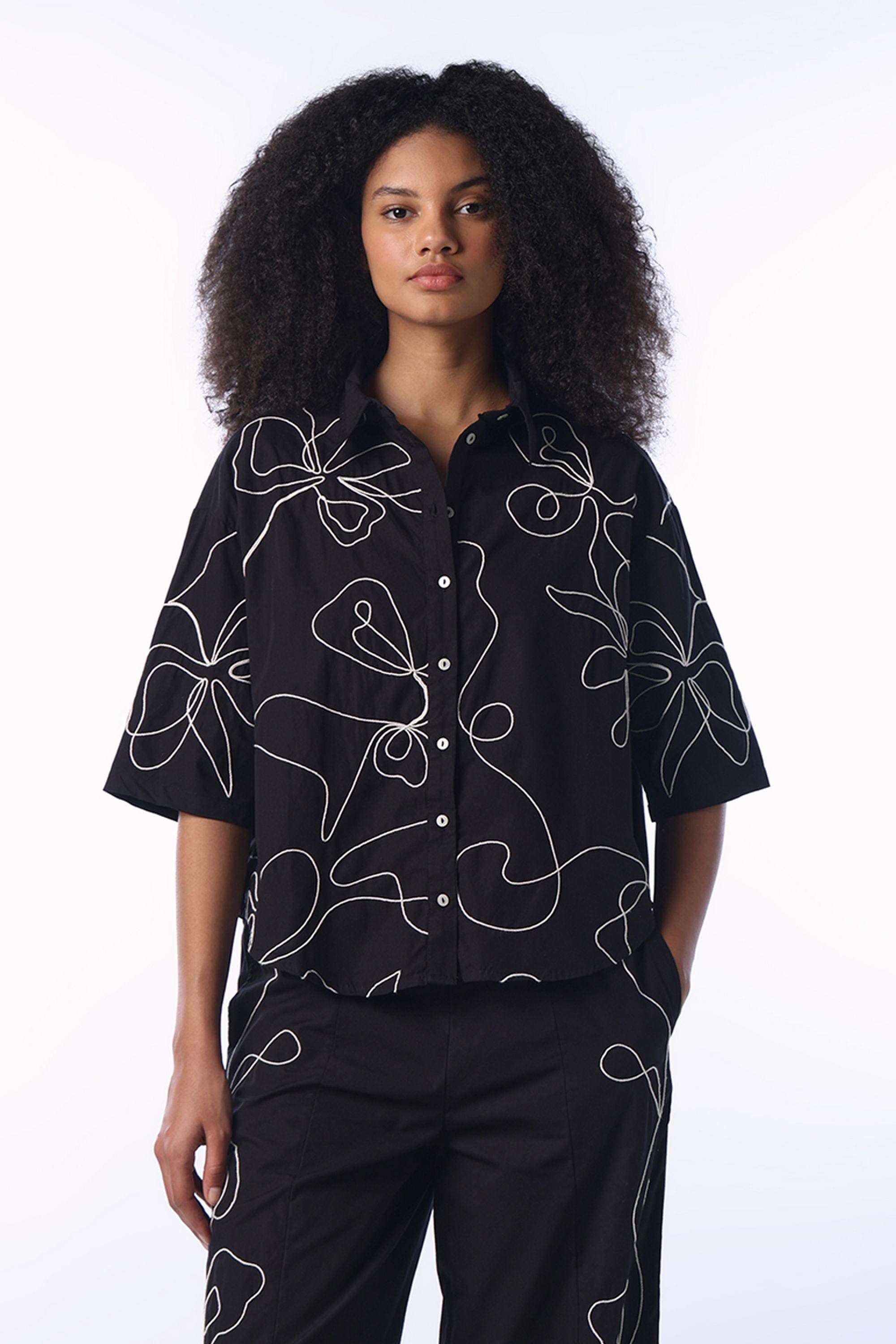 Printed-Spread-Collar-Cotton-Women-s-Casual-Wear-Shirt