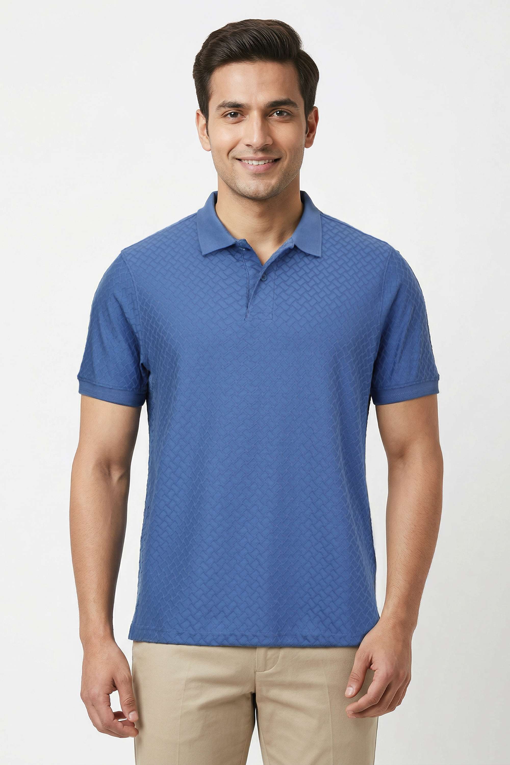 Textured-Cotton-Blend-Regular-Fit-Men-T-Shirt