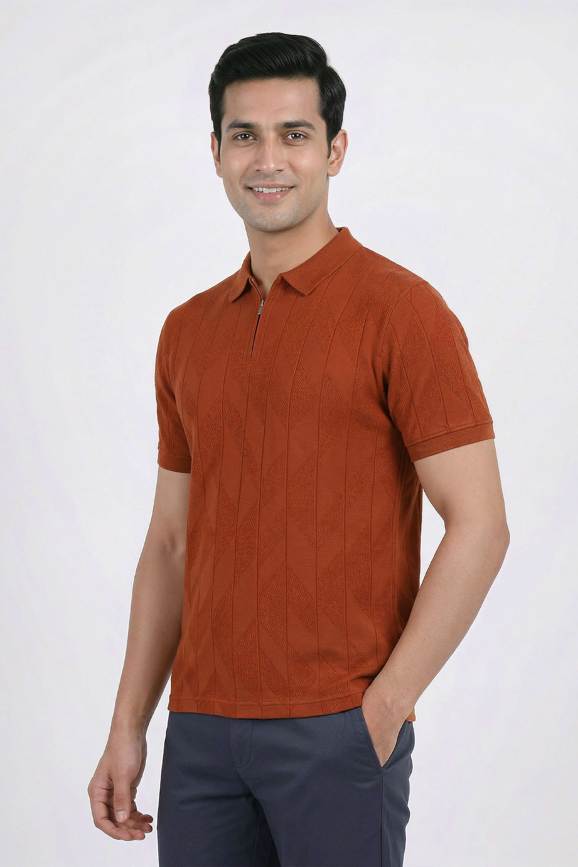 Textured-Cotton-Blend-Regular-Fit-Men-T-Shirt