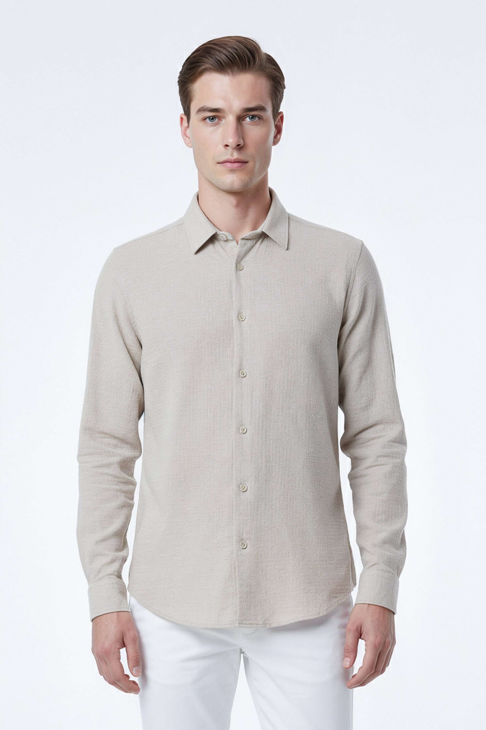 Solid-Cotton-Blend-Regular-Fit-Men-s-Casual-Wear-Shirt
