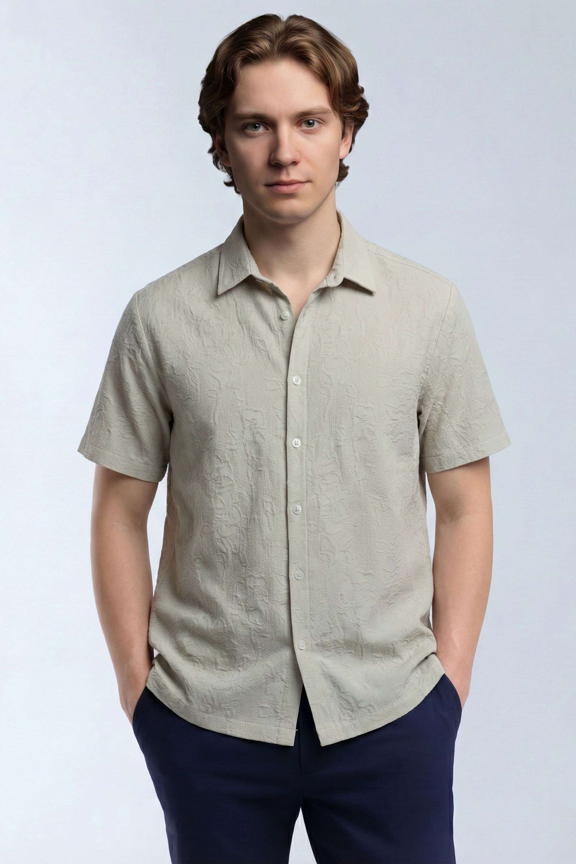 Textured-Cotton-Blend-Regular-Fit-Men-s-Casual-Wear-Shirt