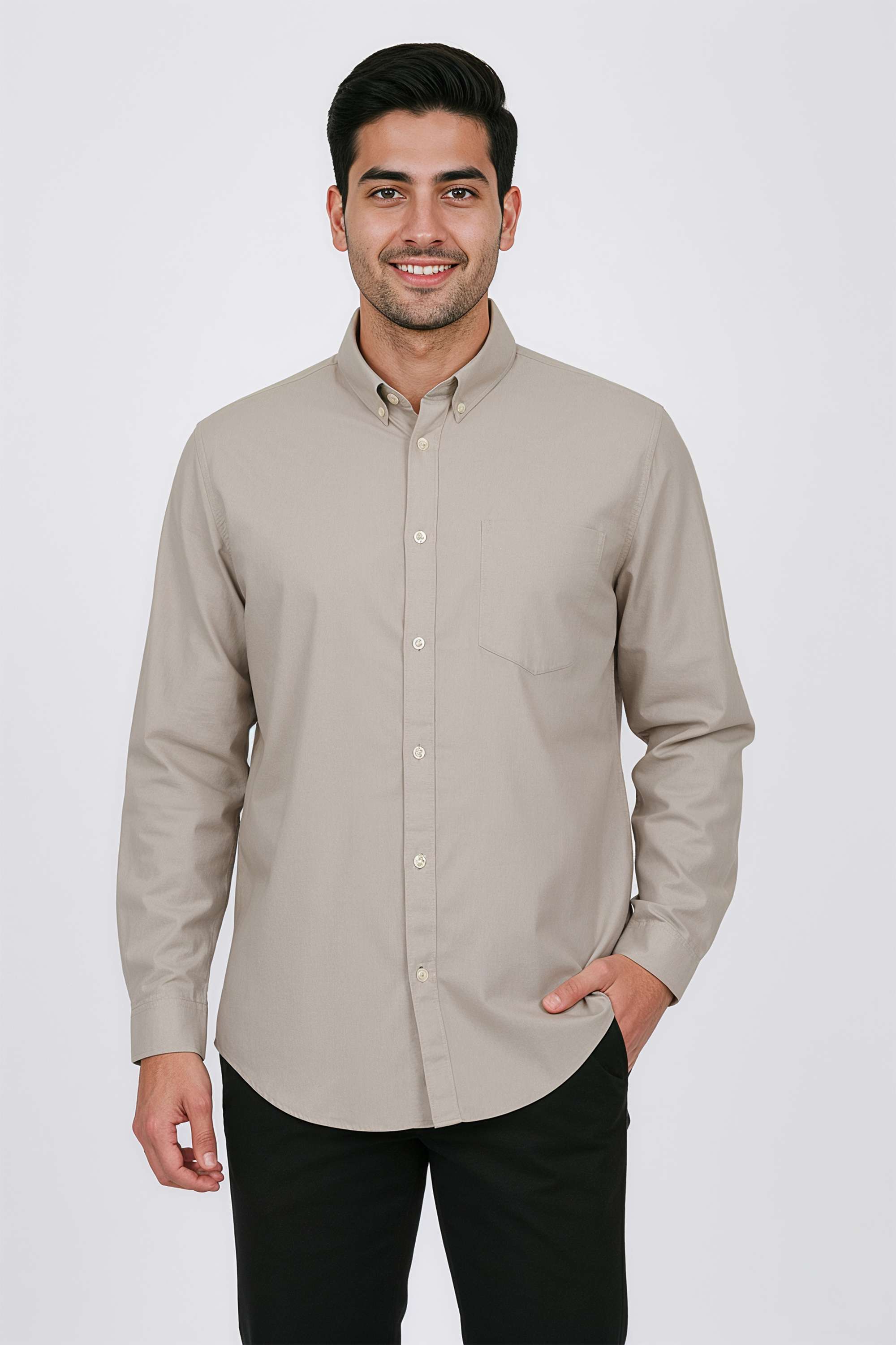 Solid-Cotton-Regular-Fit-Men-Casual-Wear-Shirt