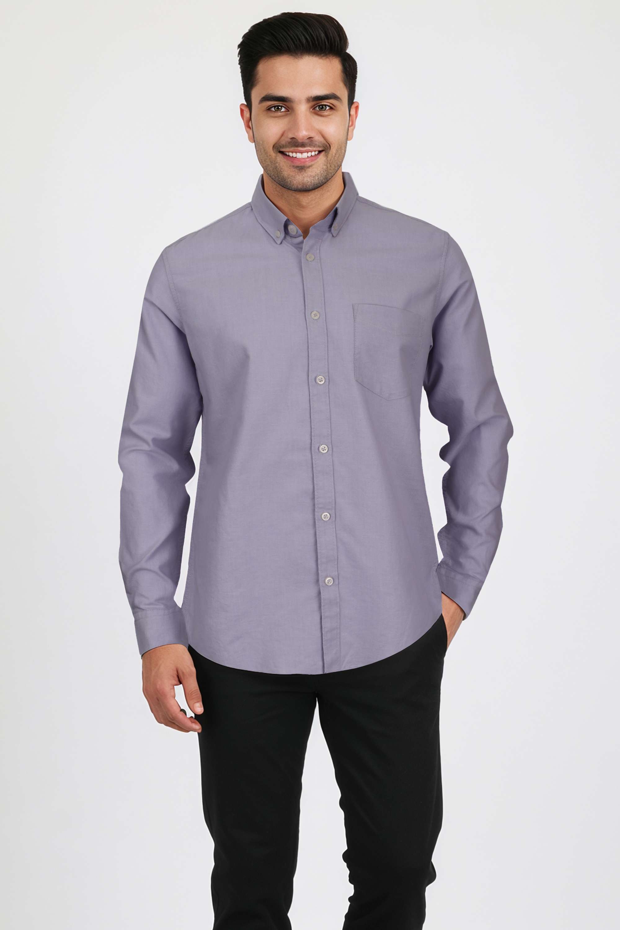 Solid-Cotton-Regular-Fit-Men-s-Casual-Wear-Shirt