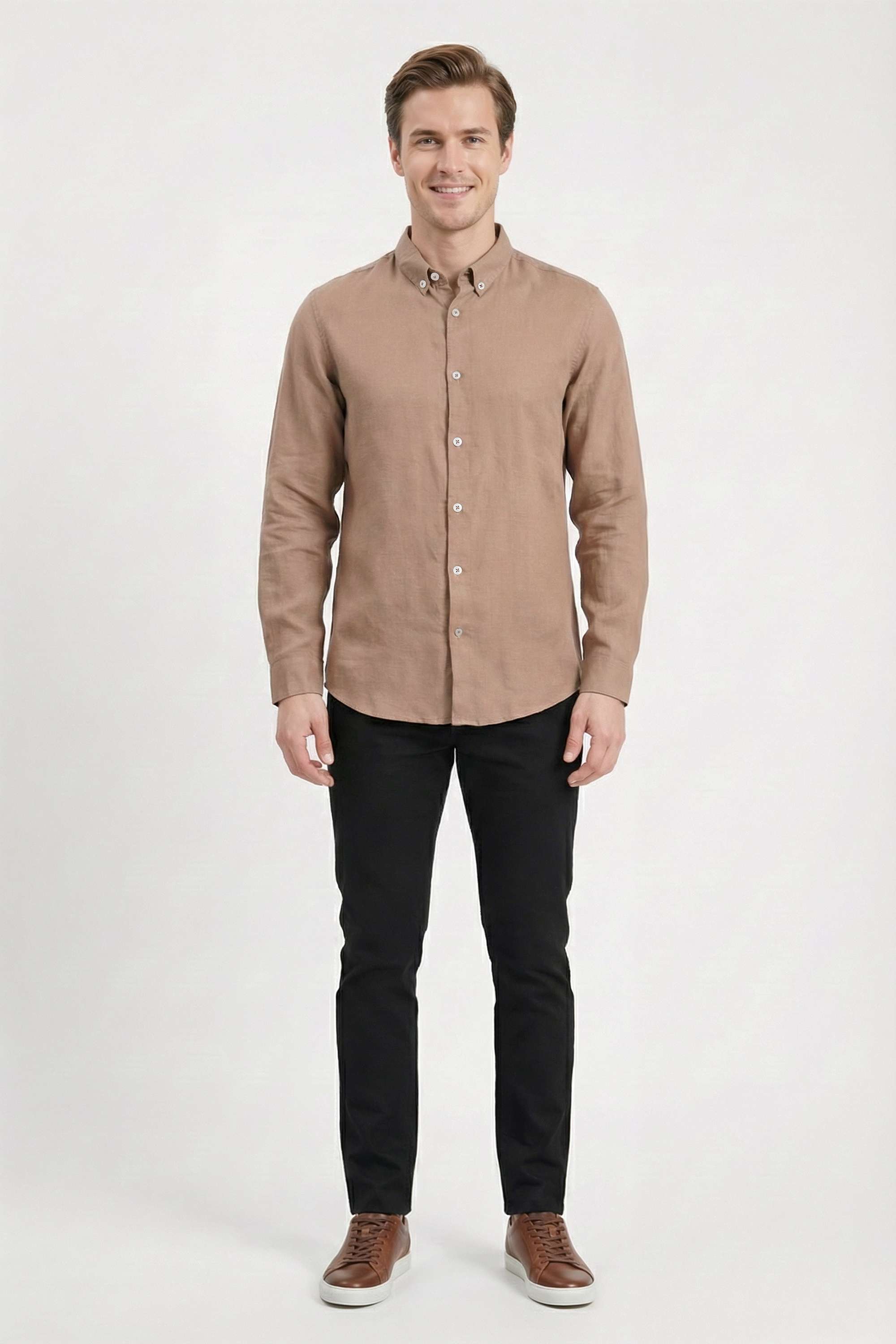 Solid-Linen-Regular-Fit-Men-Casual-Wear-Shirt