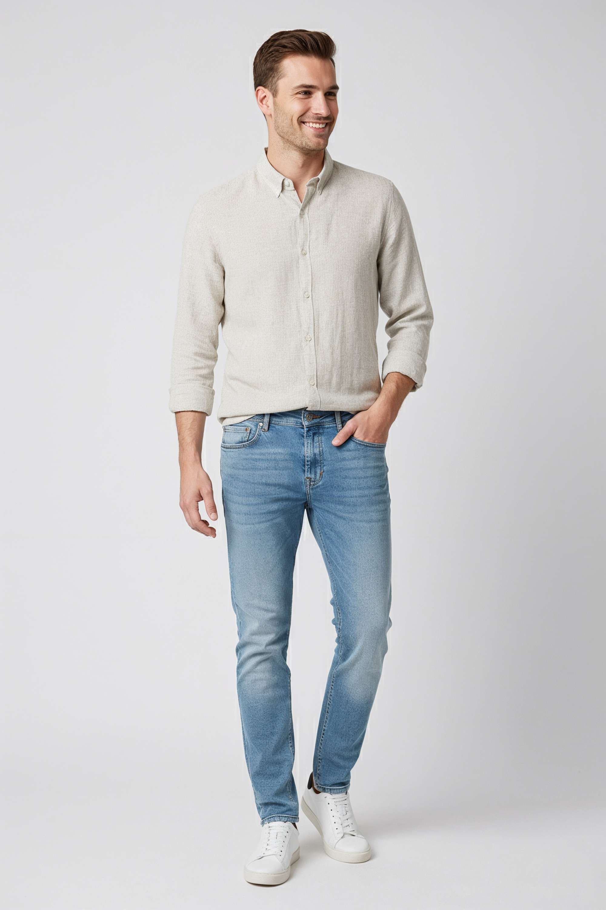 Solid-Blended-Fabric-Regular-Fit-Men-s-Shirt
