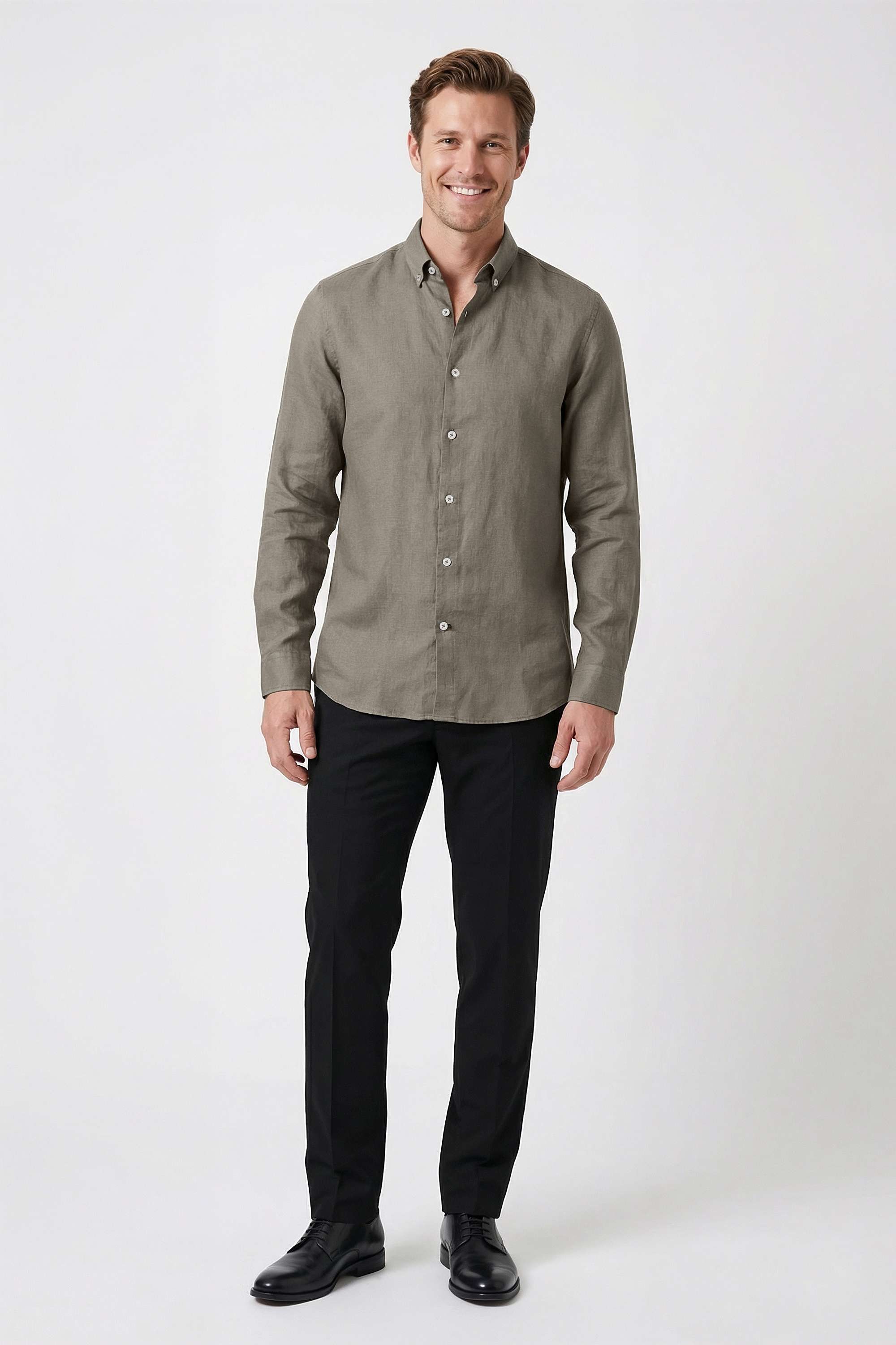 Solid-Blended-Fabric-Regular-Fit-Men-s-Shirt