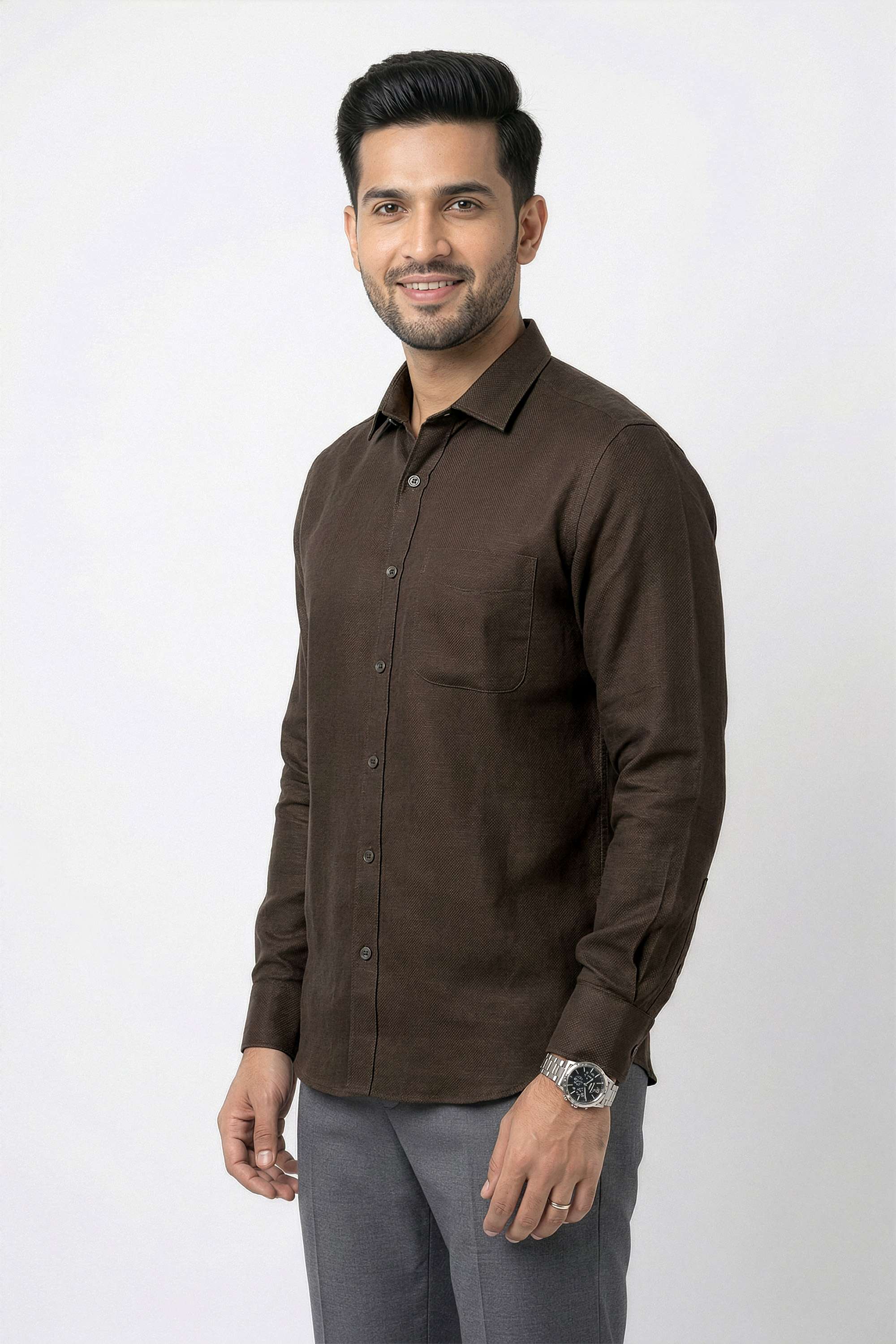 Solid-Cotton-Blend-Regular-Fit-Men-s-Casual-Wear-Shirt