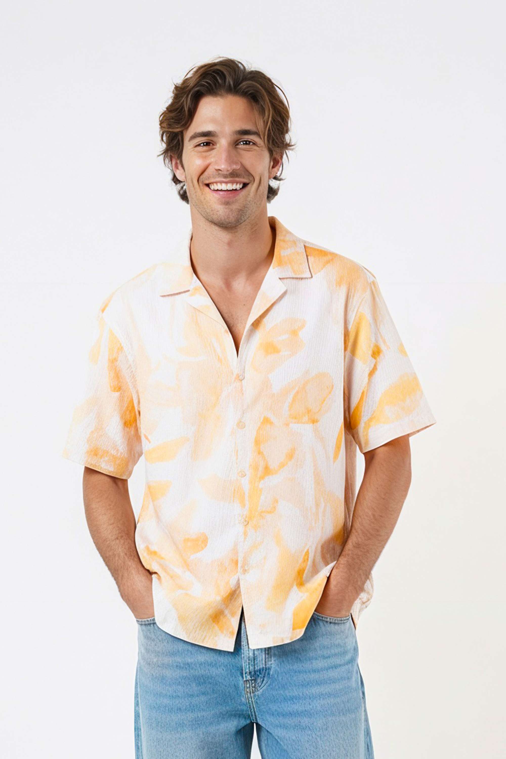 Floral-Cotton-Blend-Regular-Fit-Men-s-Casual-Wear-Shirt