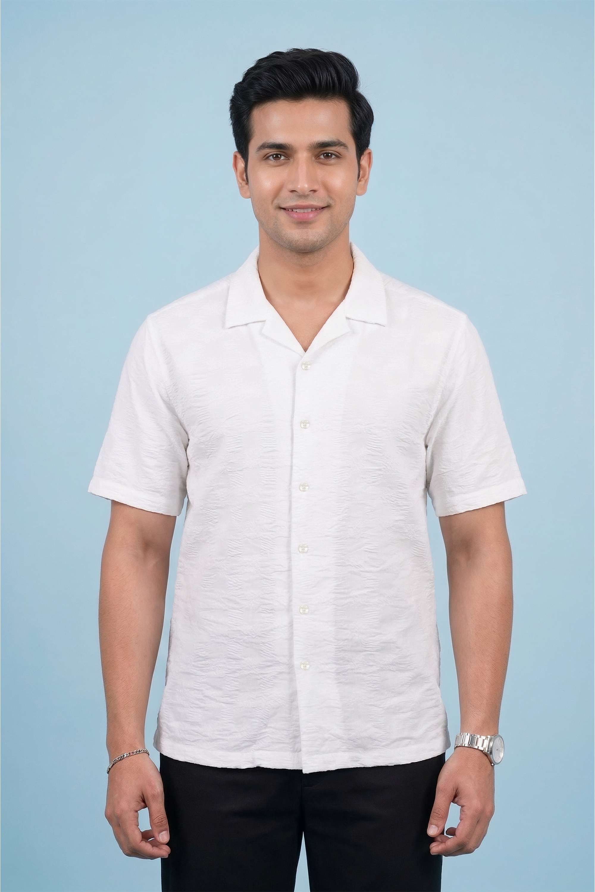 Textured-Cotton-Blend-Regular-Fit-Men-Casual-Wear-Shirt