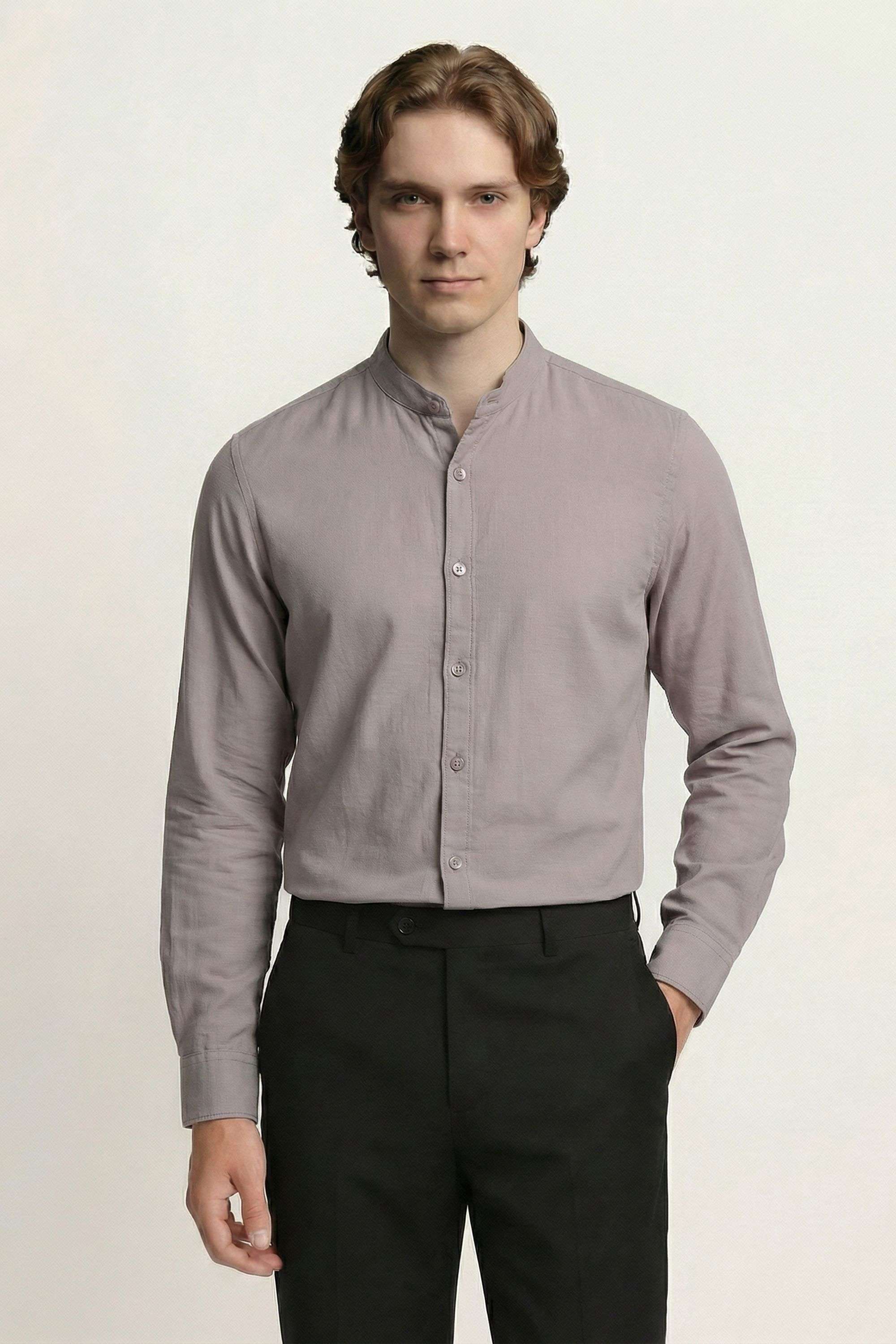 Solid-Cotton-Blend-Regular-Fit-Men-s-Casual-Wear-Shirt
