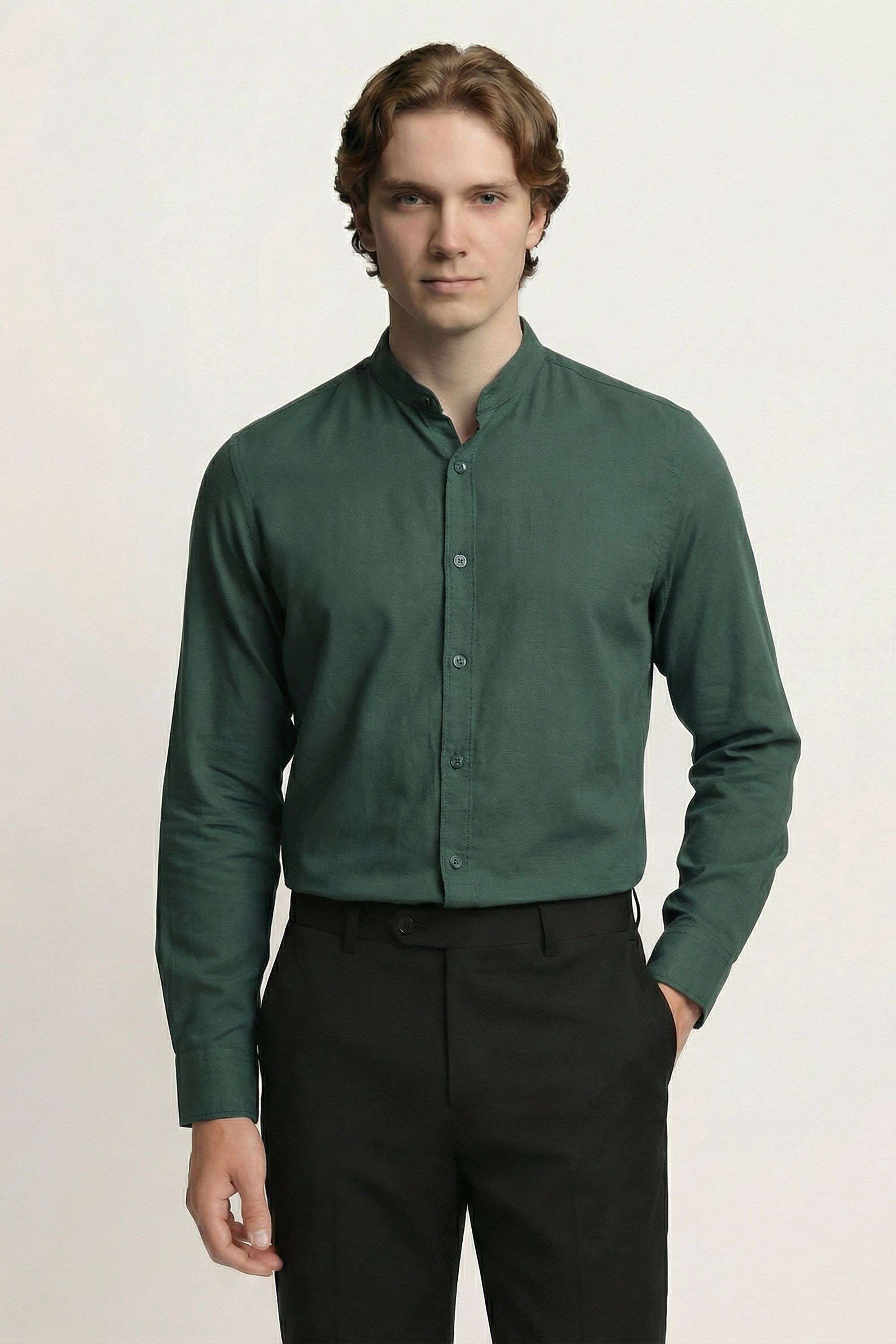Solid-Cotton-Blend-Regular-Fit-Men-s-Casual-Wear-Shirt