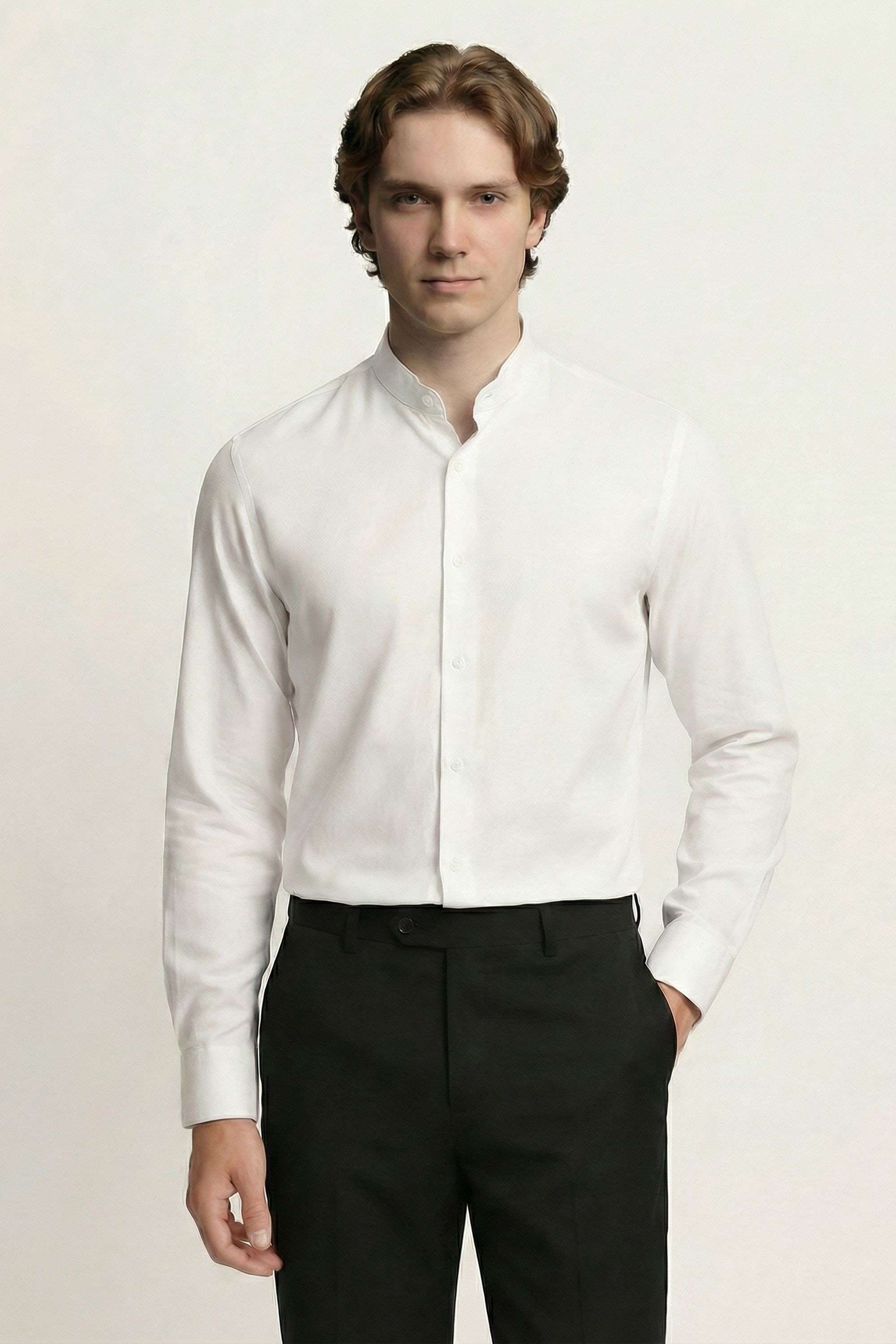 Solid-Cotton-Blend-Regular-Fit-Men-s-Formal-Wear-Shirt