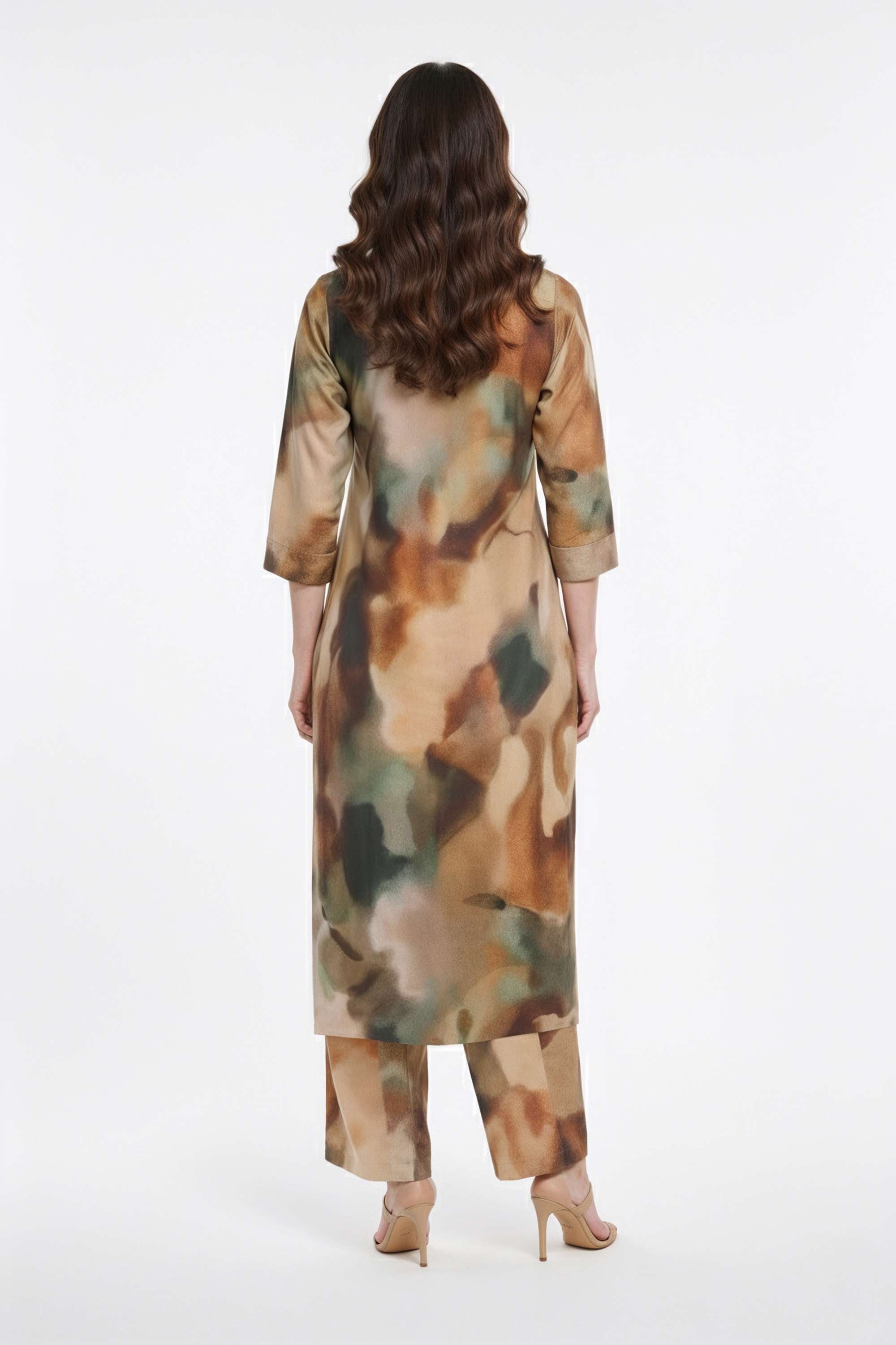 Printed-Collared-Blended-Fabric-Women-s-Co-Ord-Set