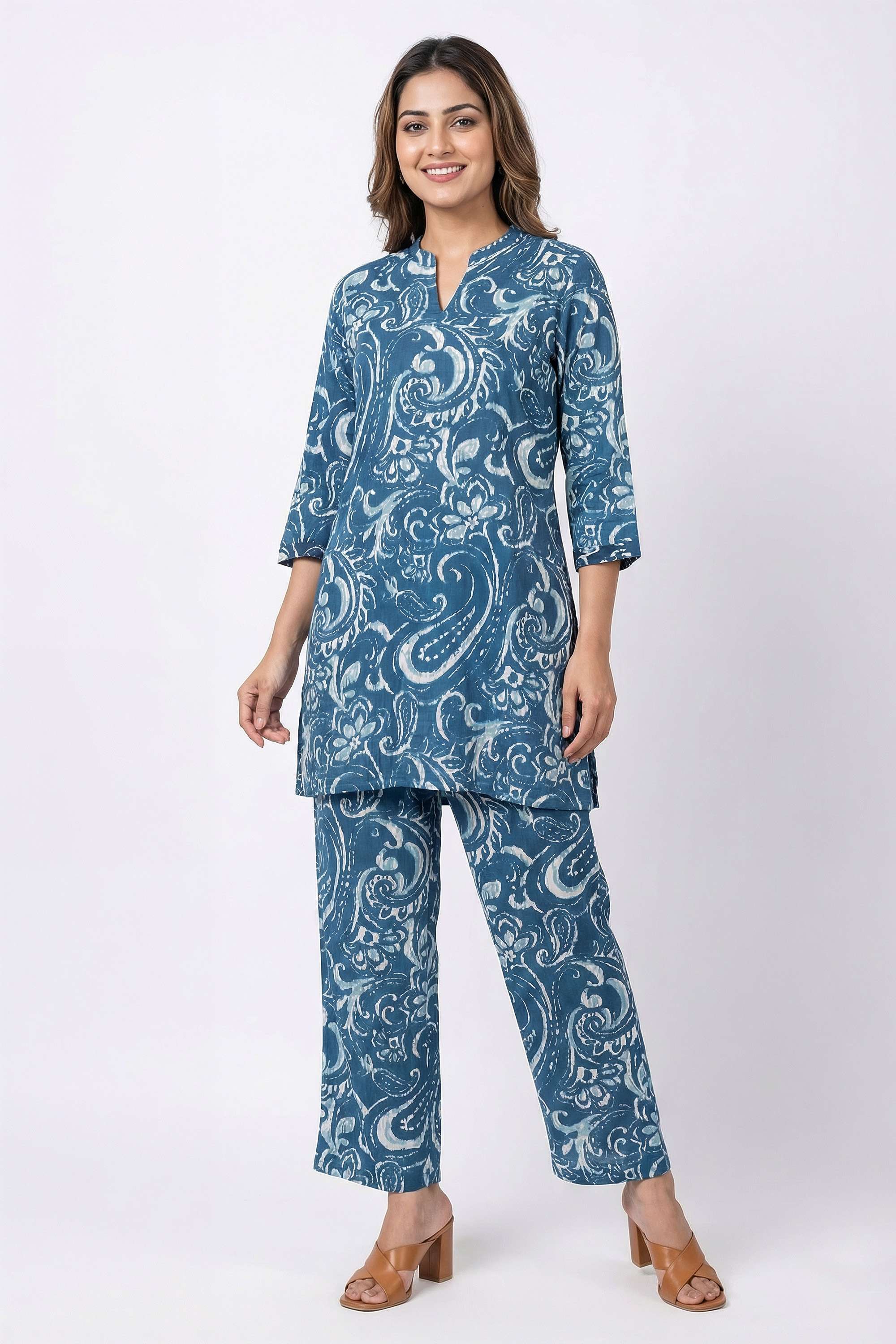 Printed-Full-Length-Rayon-Woven-Women-s-Co-Ord-Set