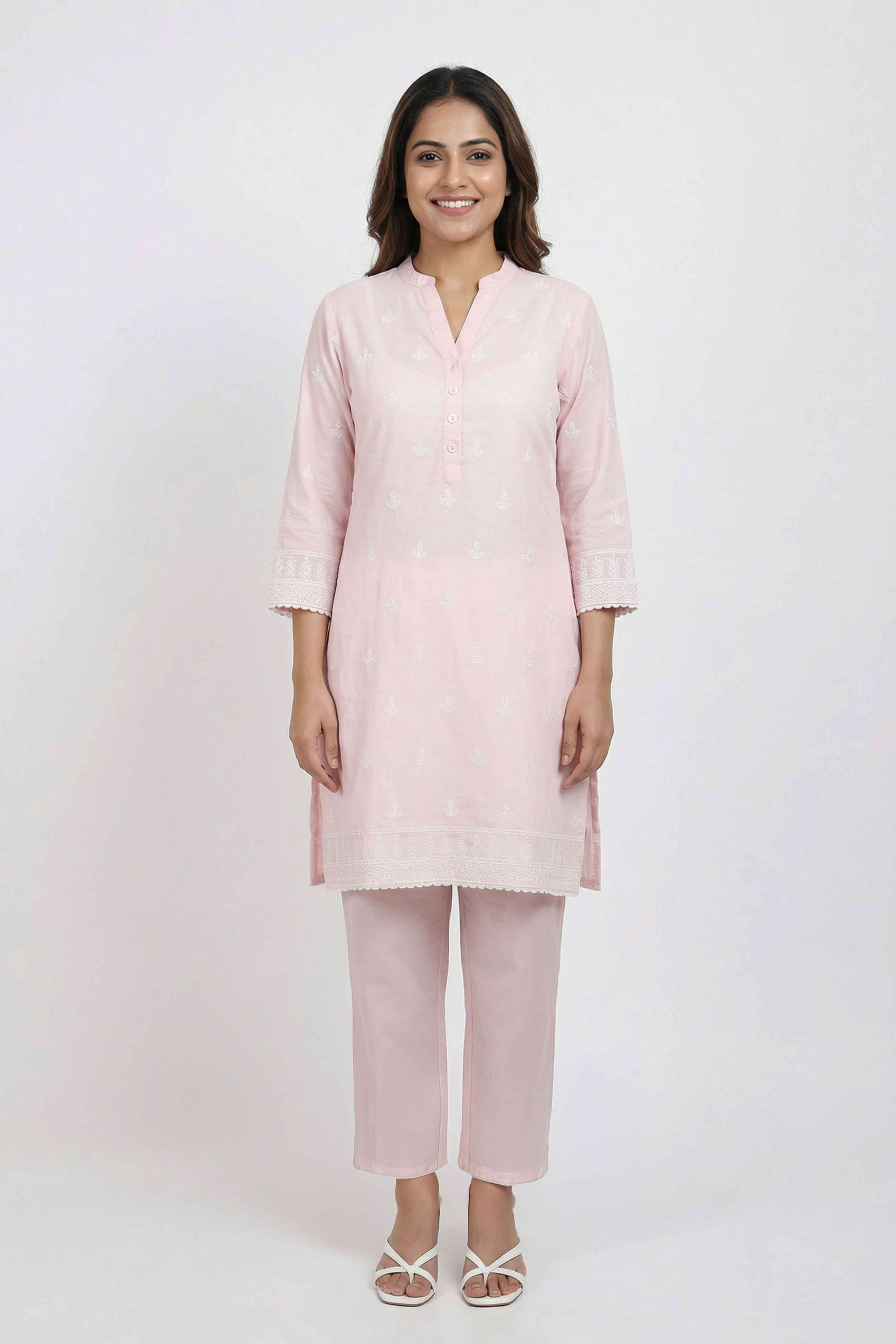 Solid-Full-Length-Cotton-Woven-Women-s-Co-Ord-Set