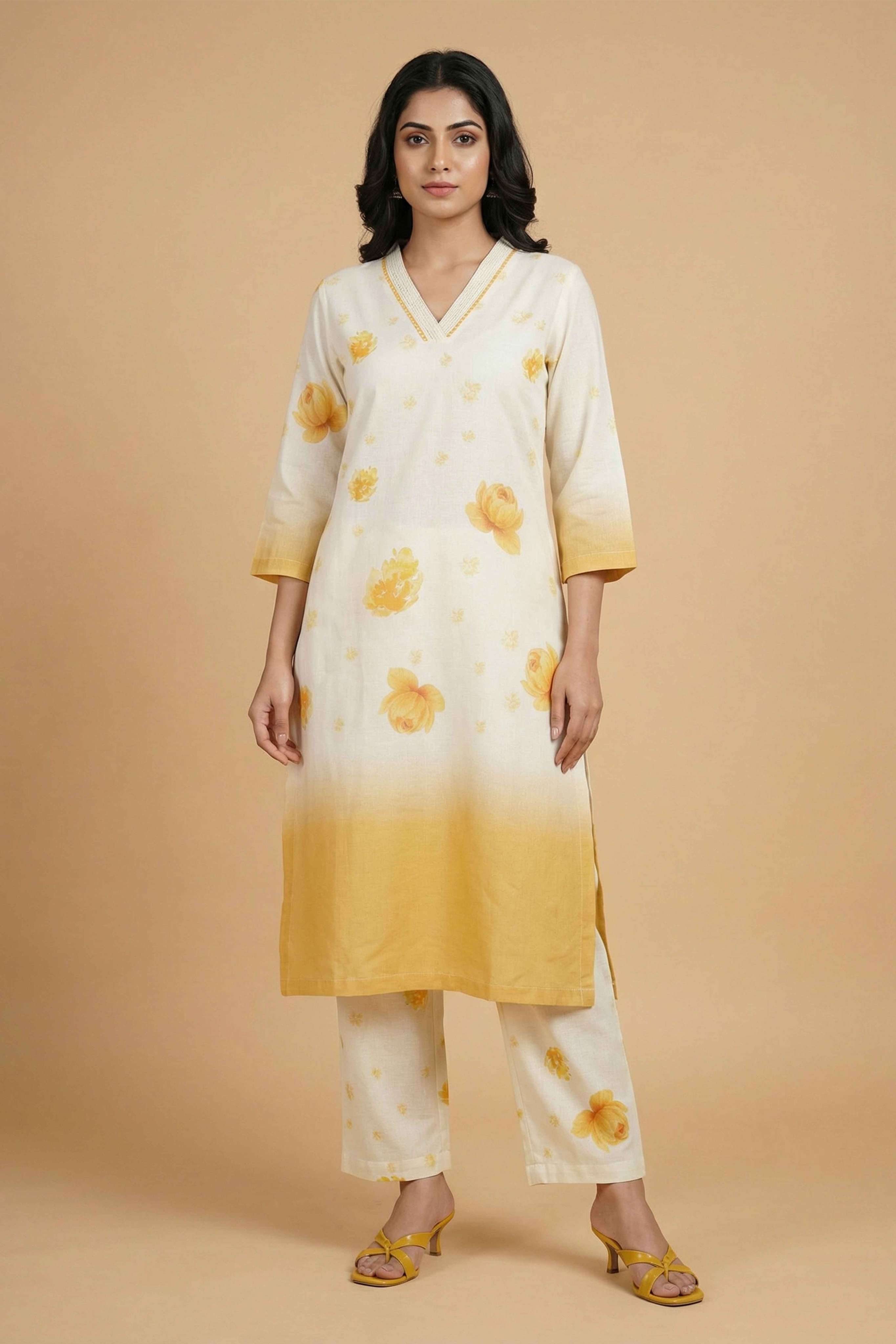 Ombre-Full-Length-Blended-Fabric-Woven-Women-s-Co-Ord-Set