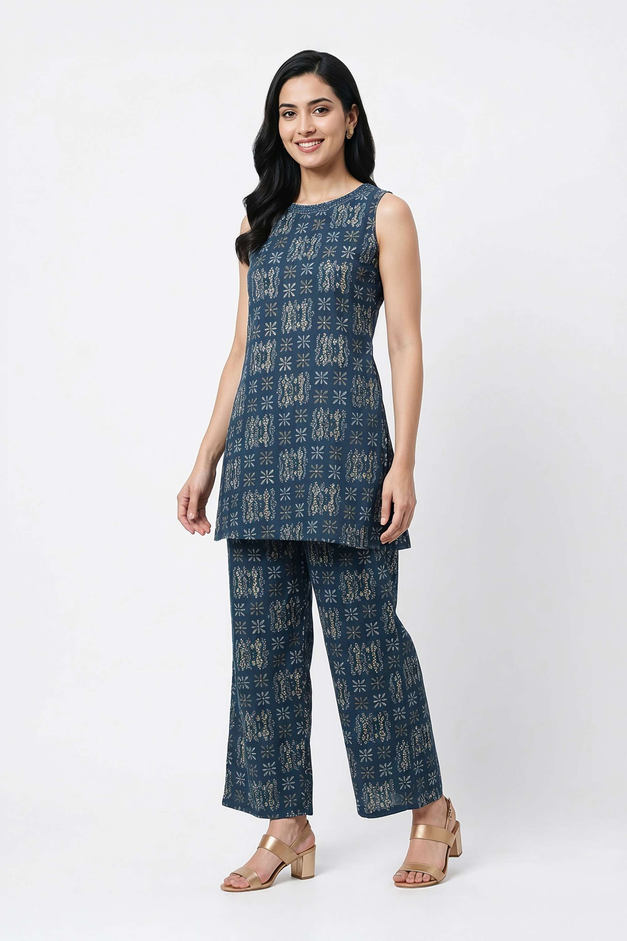 Floral-Round-Neck-Muslin-Women-s-Co-Ord-Set