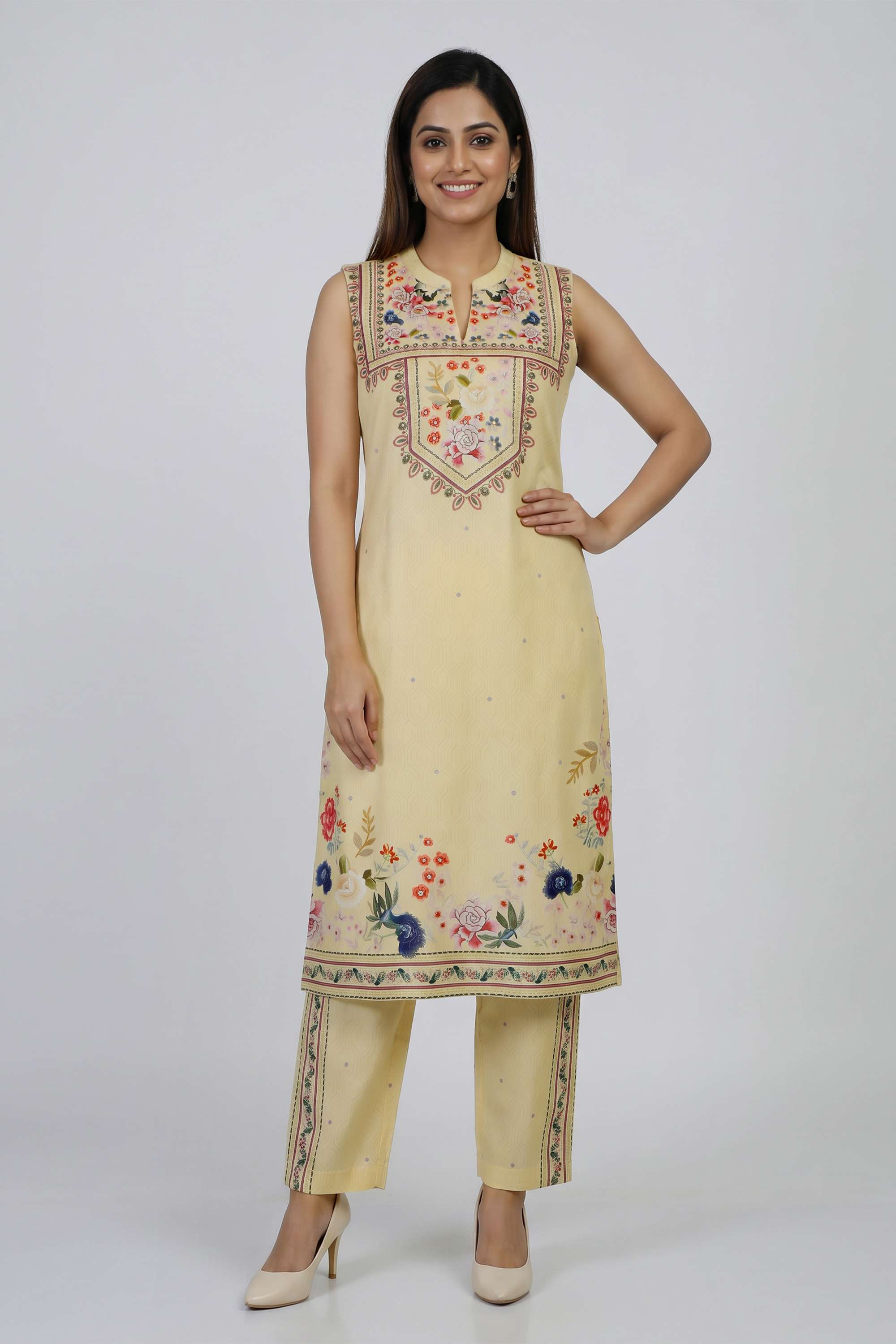 Solid-Round-Neck-Blended-Fabric-Women-s-Co-Ord-Set