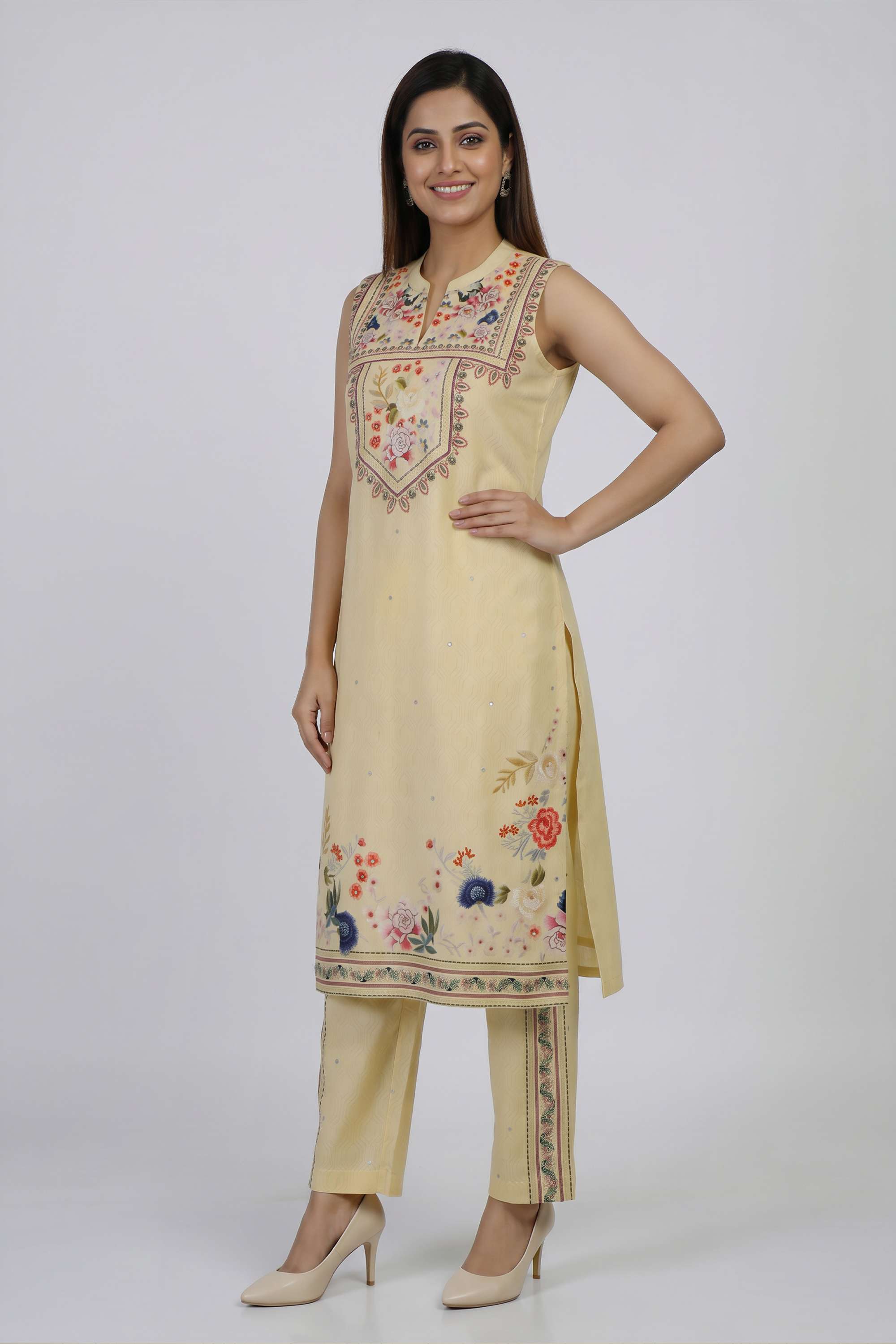 Solid-Round-Neck-Blended-Fabric-Women-s-Co-Ord-Set