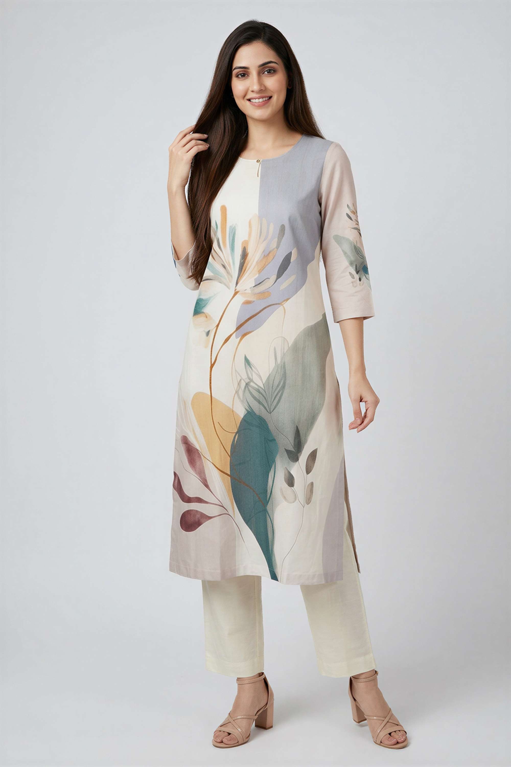 stop Printed Round Neck Blended Fabric Women's Co-Ord Set-picture-33