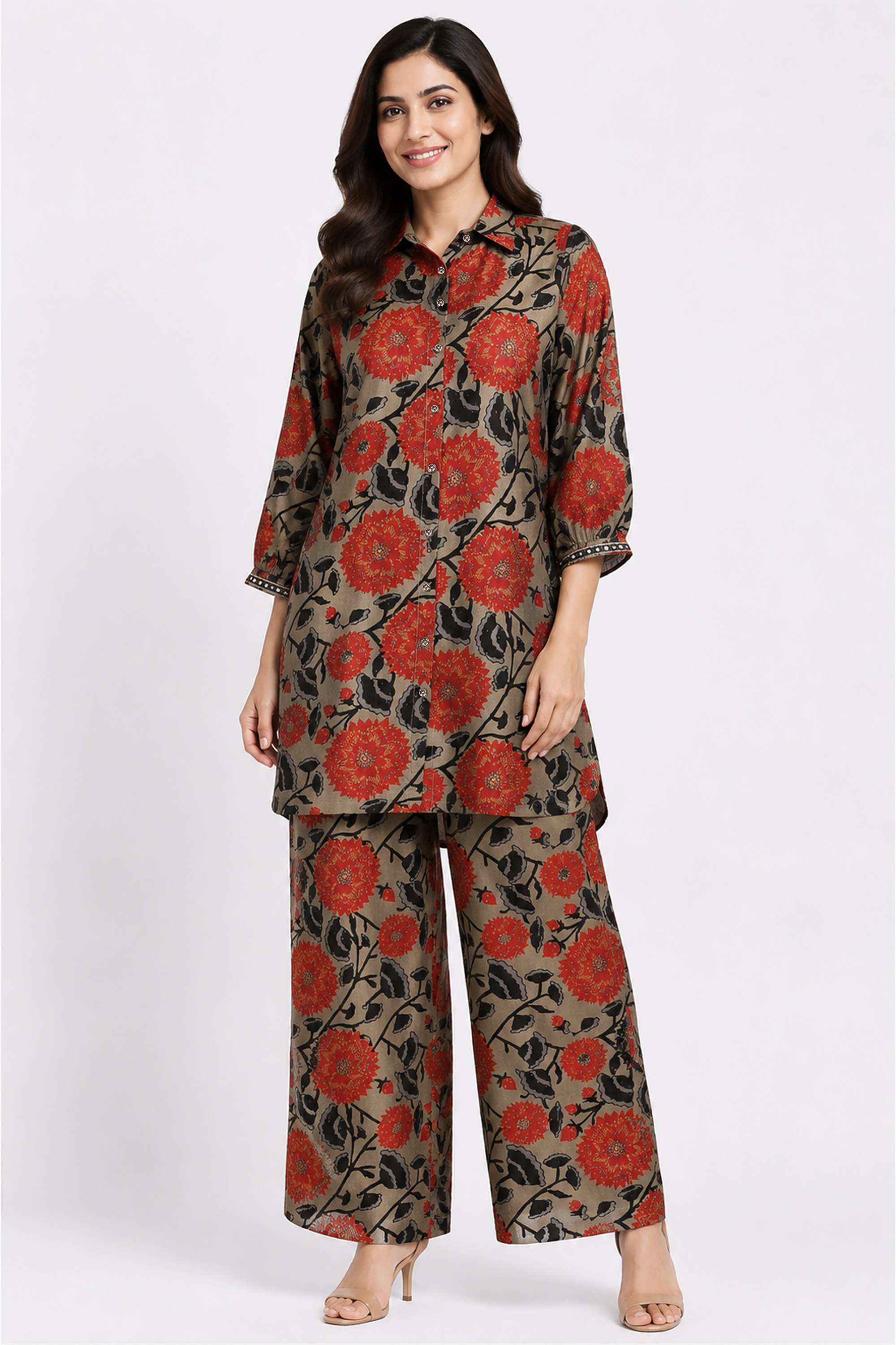 stop Printed Collared Muslin Women's Co-Ord Set-picture-29