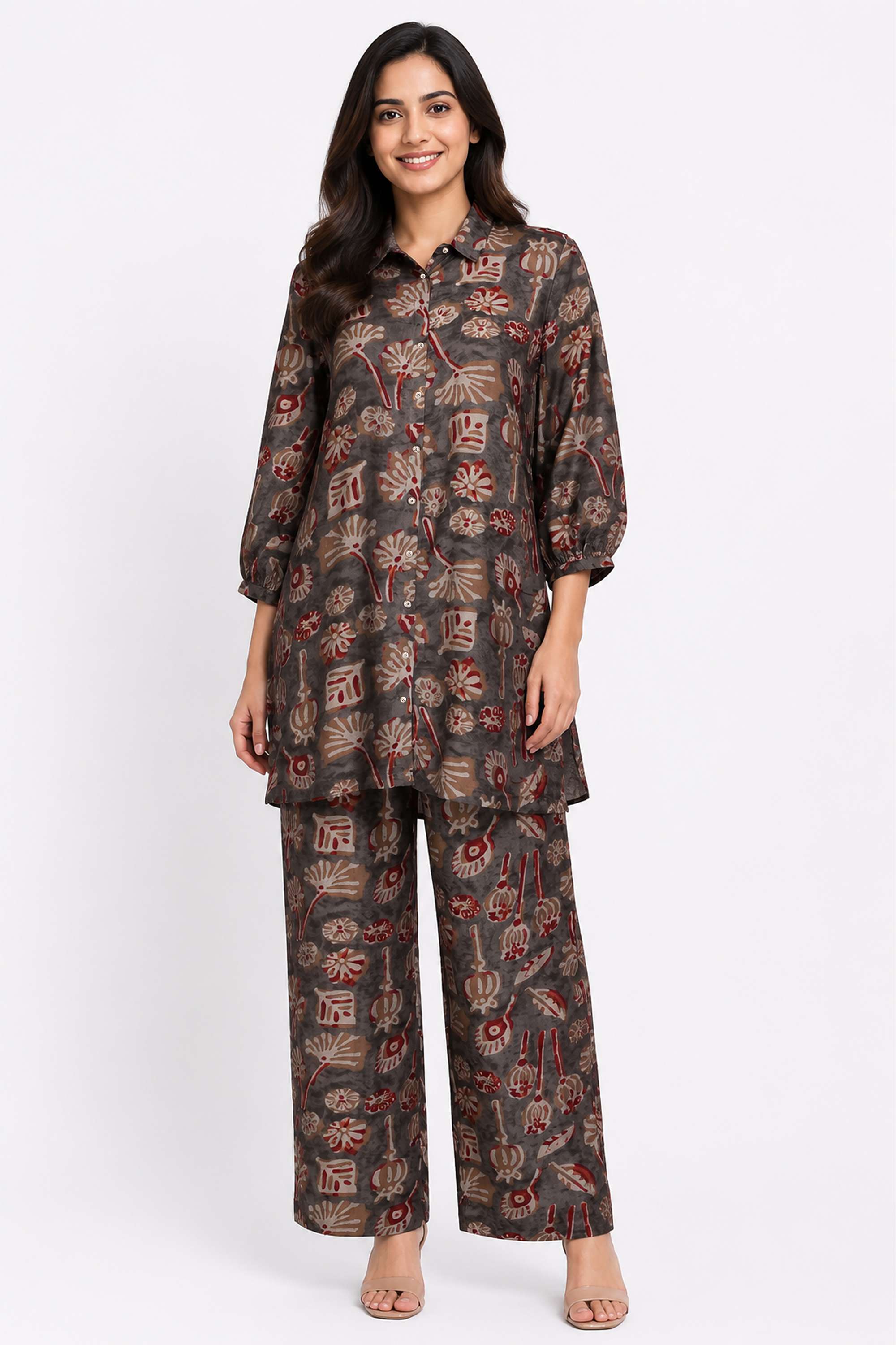 stop Printed Collared Muslin Women's Co-Ord Set-picture-33