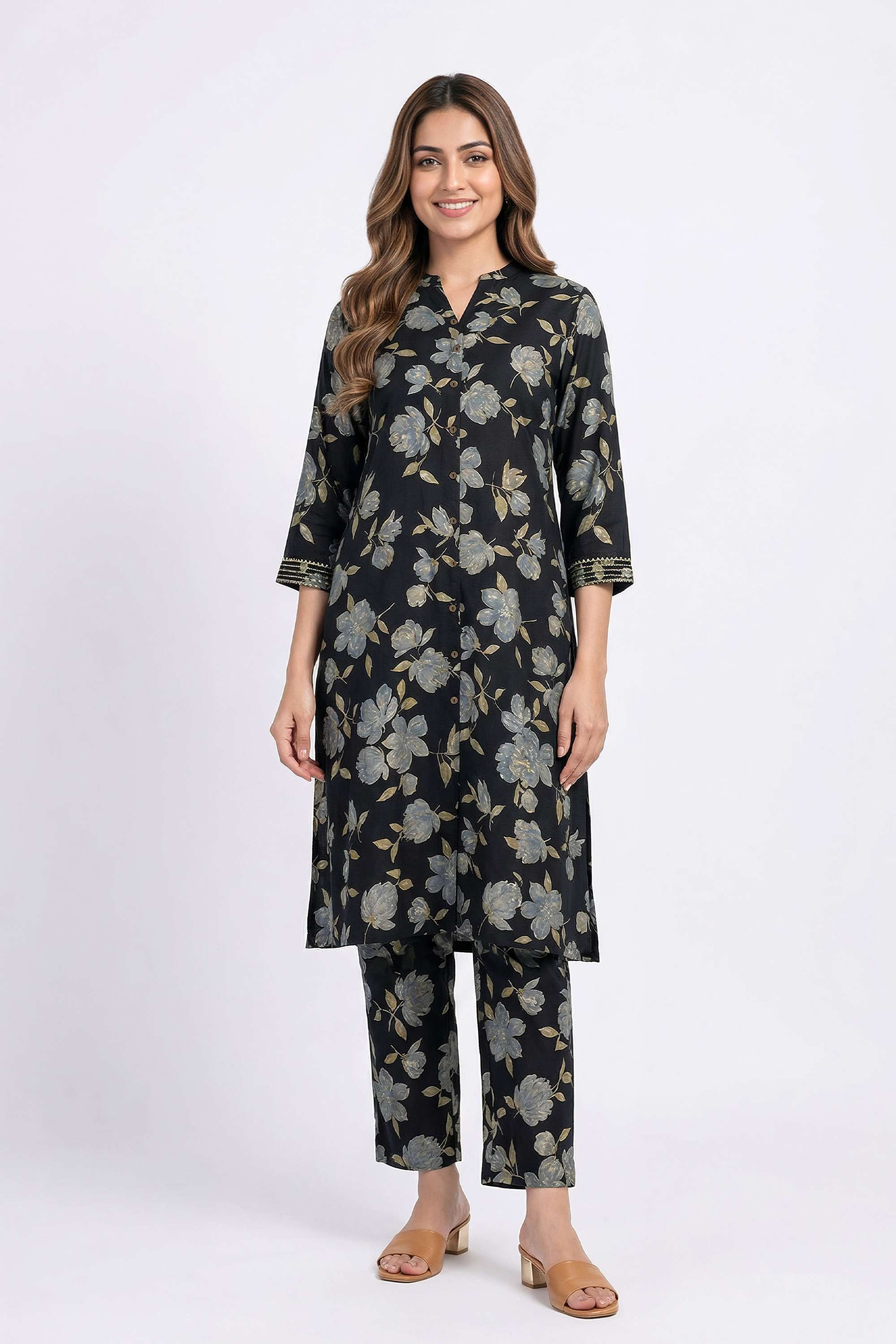 stop Printed Collared Muslin Women Co-Ord Set-picture-28